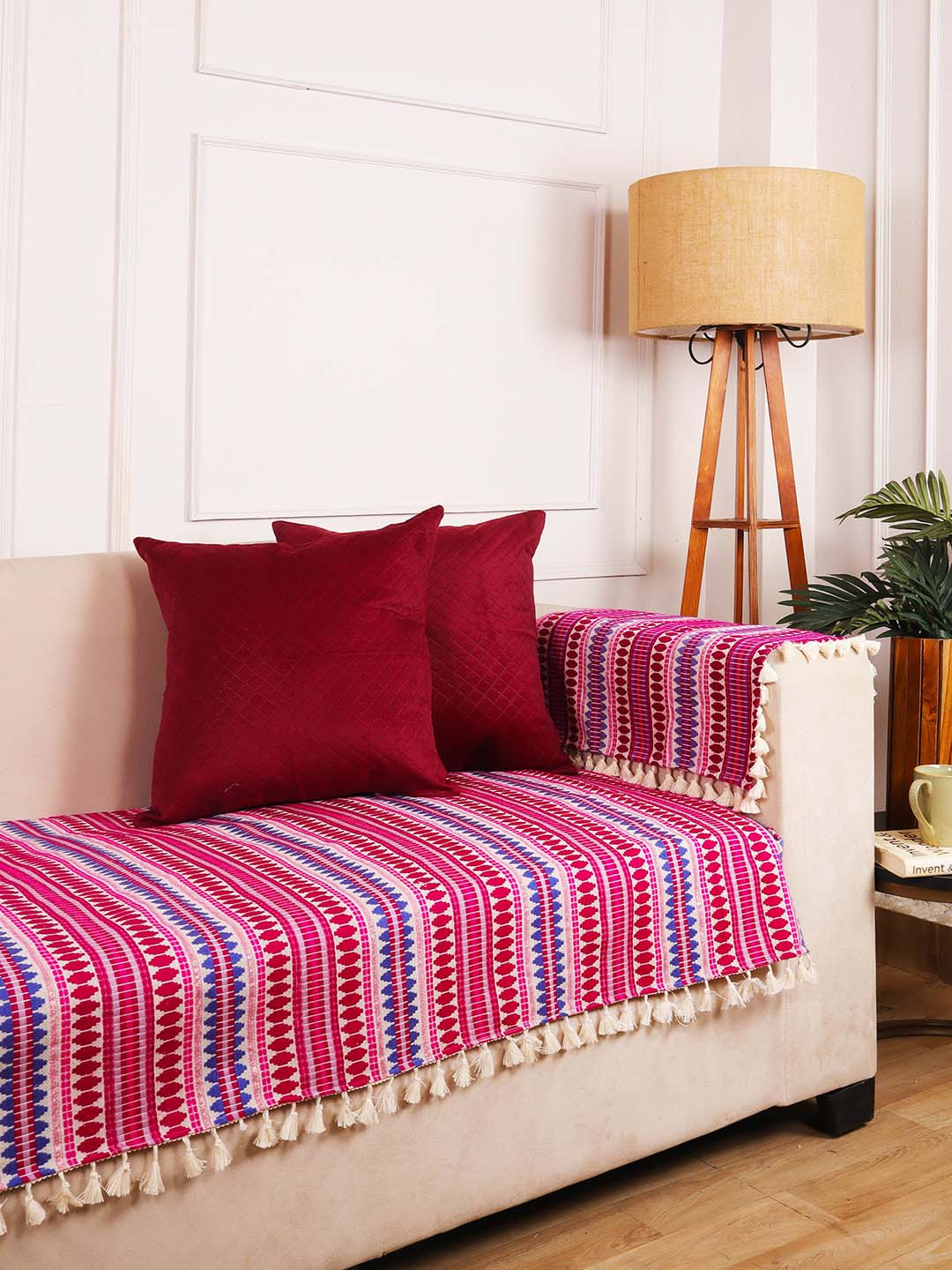 STITCHNEST 5 Seater Purple & Blue Woven Seat Cover