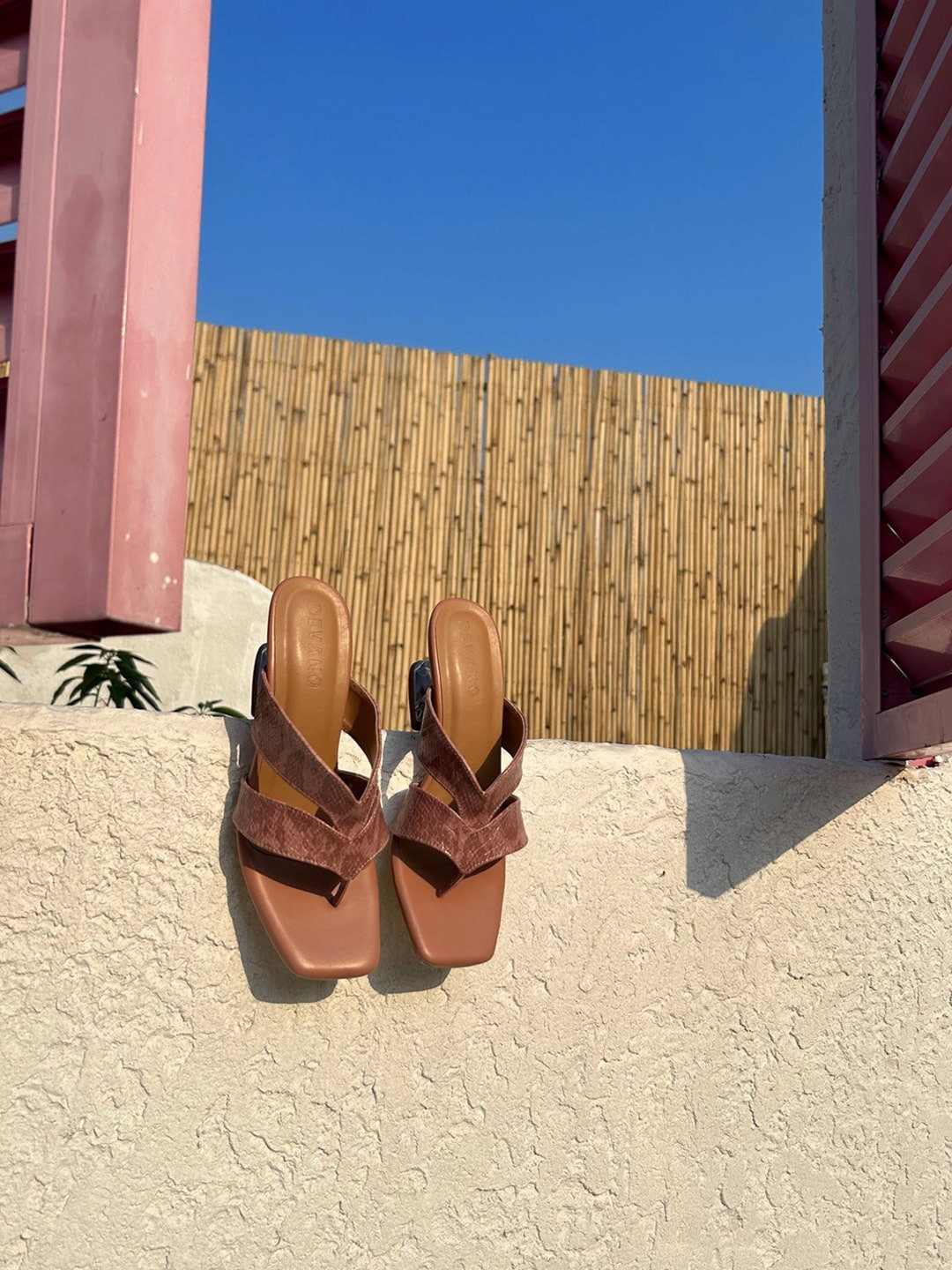 Devano Textured Open Toe Block Heels