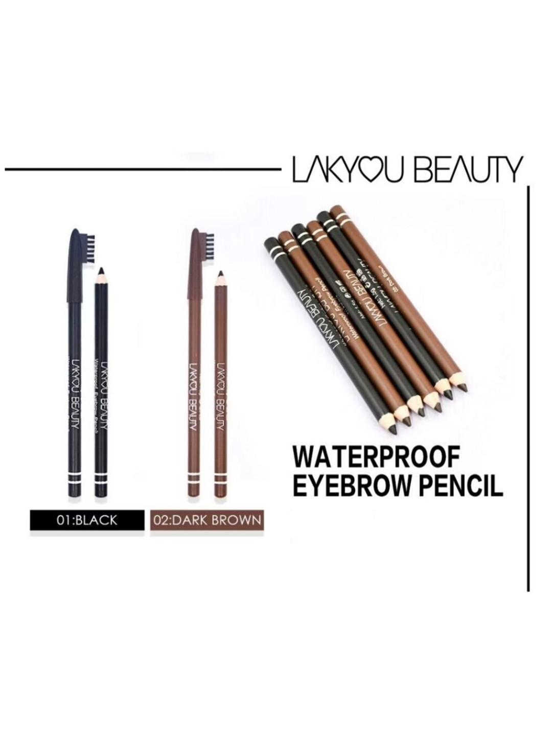 LAKYOU BEAUTY Set Of 2 Waterproof Eyebrow Pencil - 1.5g Each - Dark Brown 02