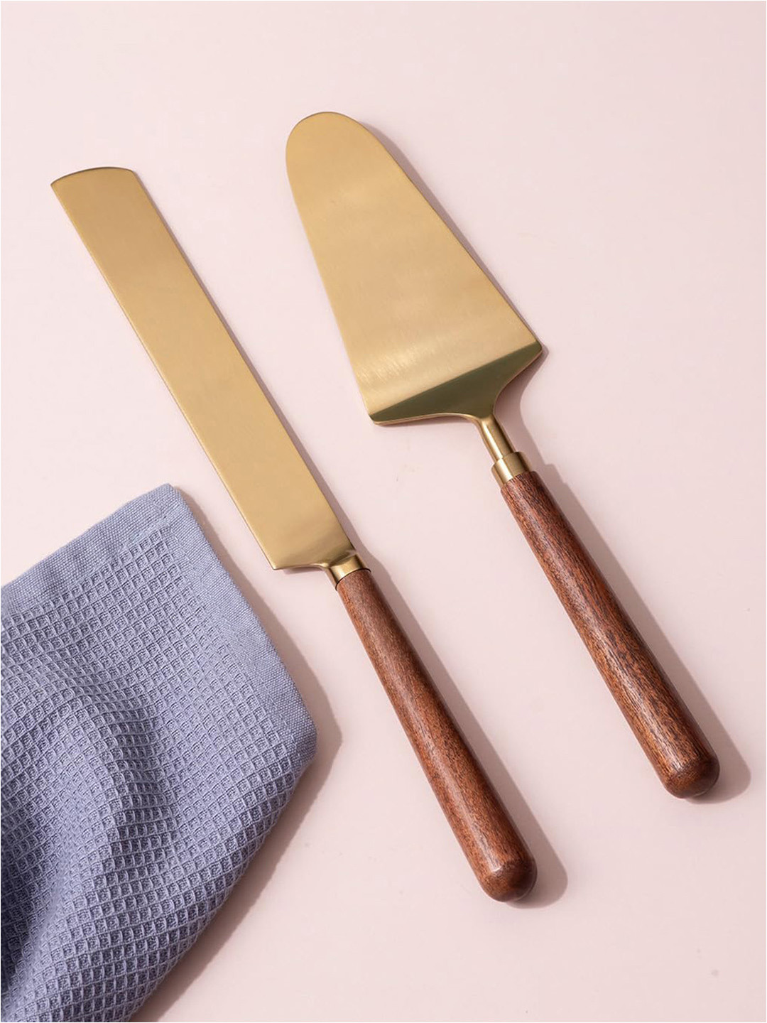 nestroots Brown 2 Pieces Cake Cutting Knife & Spatula