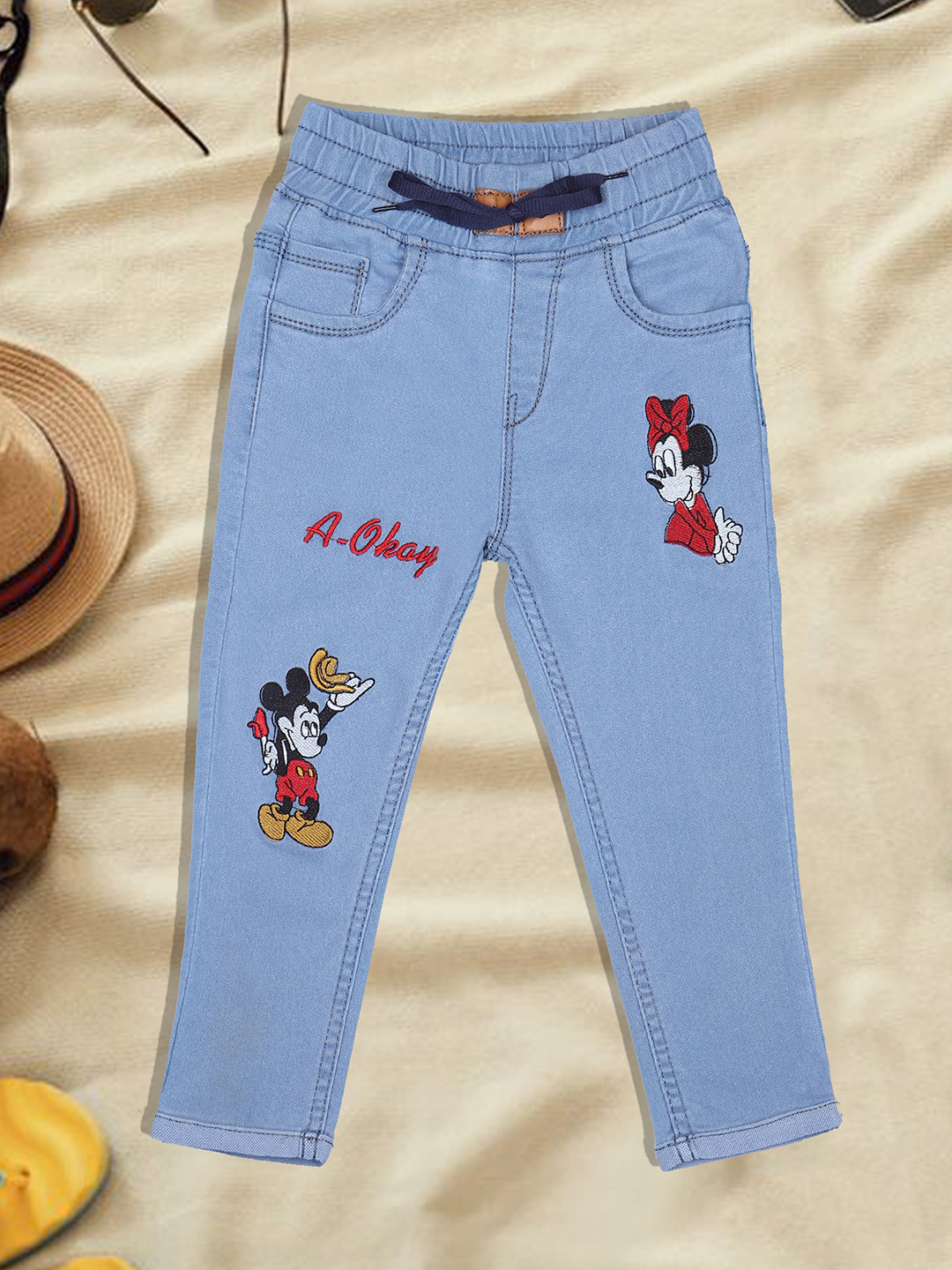 A-Okay Kids Slim Fit High-Rise Clean Look Mickey Mouse Printed Stretchable Jean