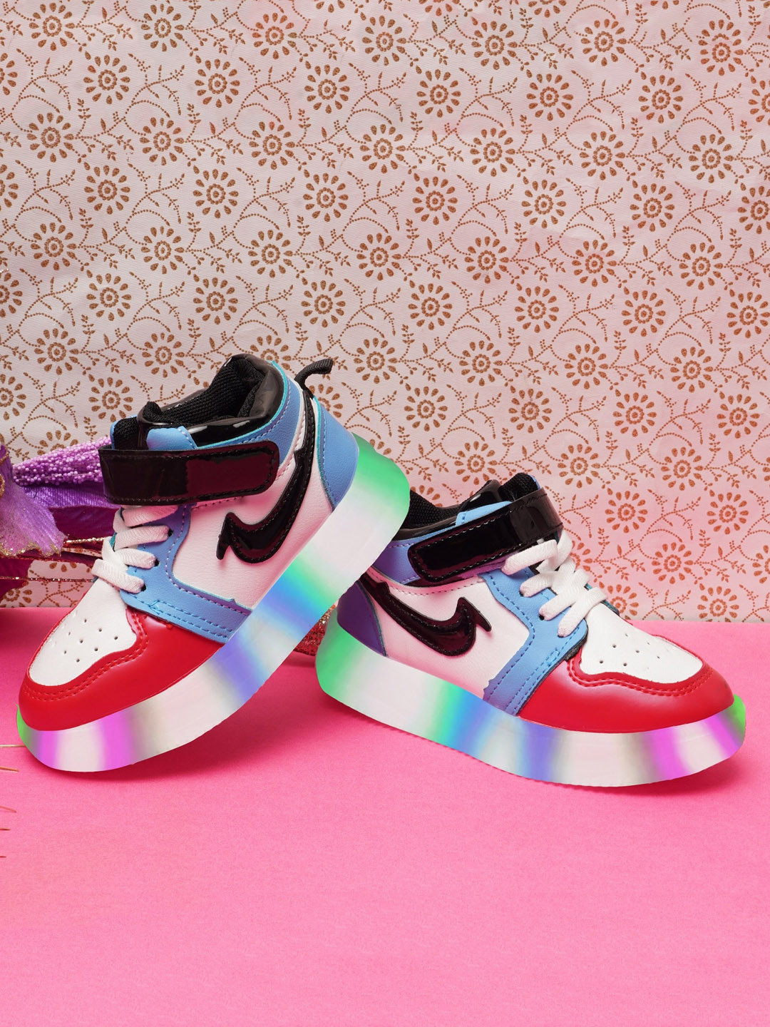 BAESD Kids Lightweight Comfort Insole Sneakers With LED Lighting Velcro Closure