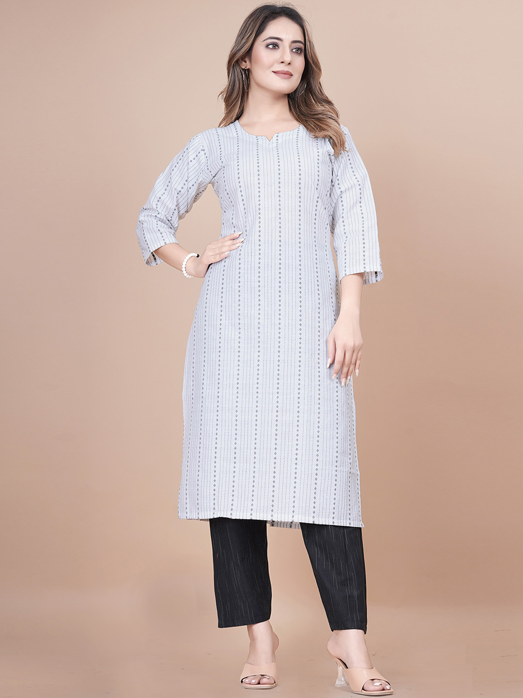 CLOTHING JUNCTION Striped Straight Pure Cotton Kurta with Trousers