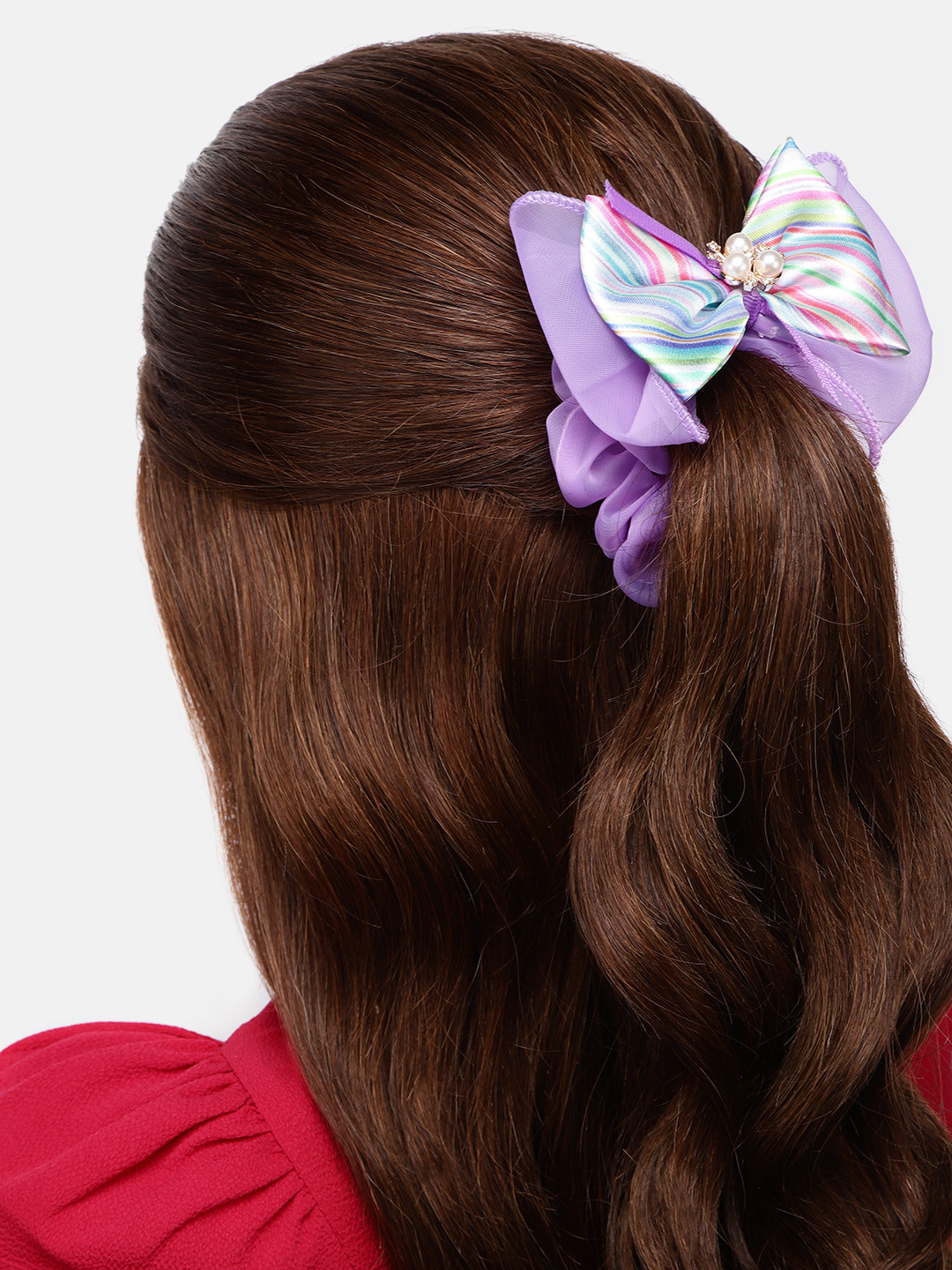 LAIDA Women Set of 2 Embellished Scrunchie Ponytail Holders