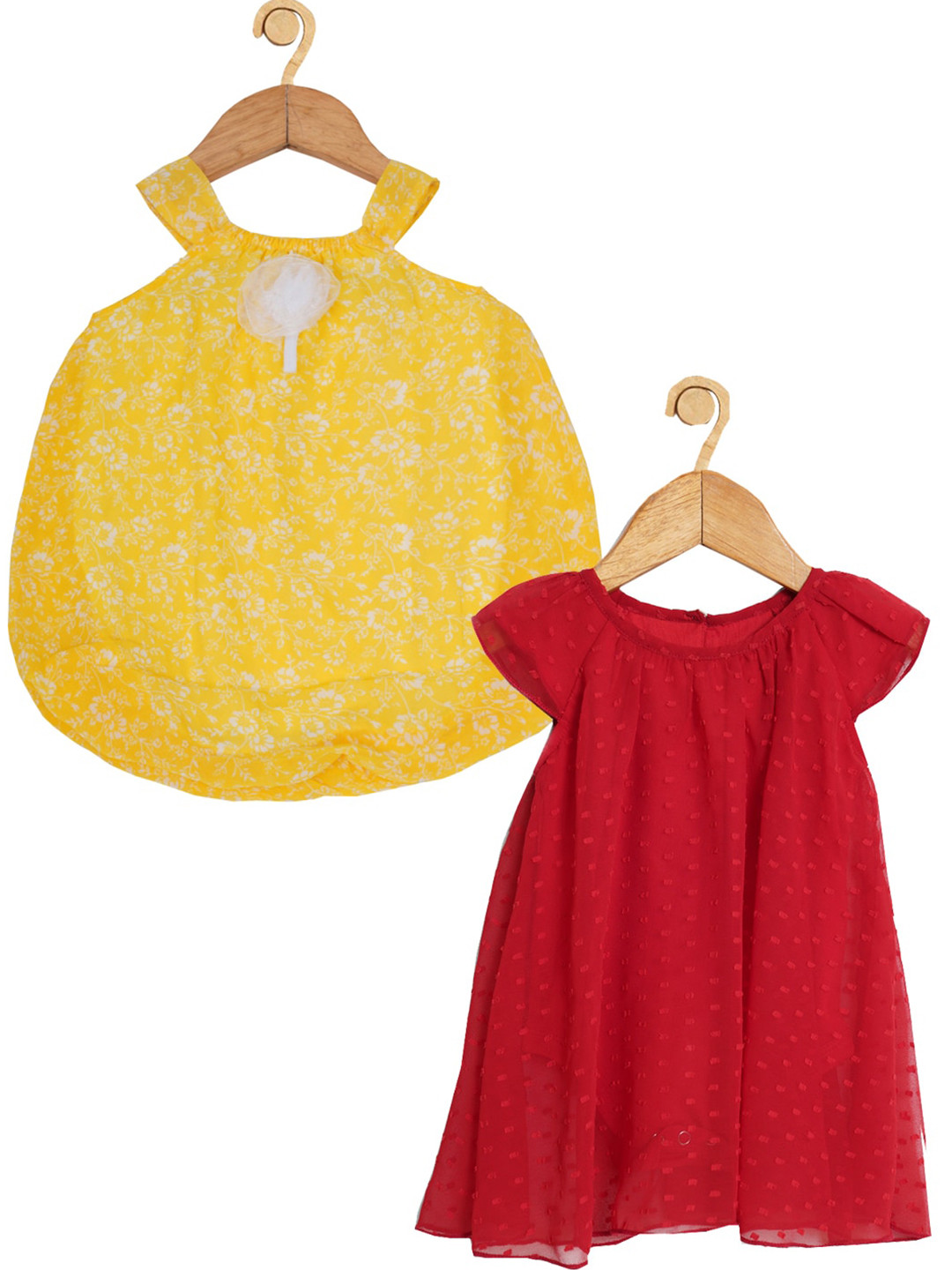 Creative Kids Infants Pack Of 2 Self Designed Printed A-Line Dress With Attached Bodysuit