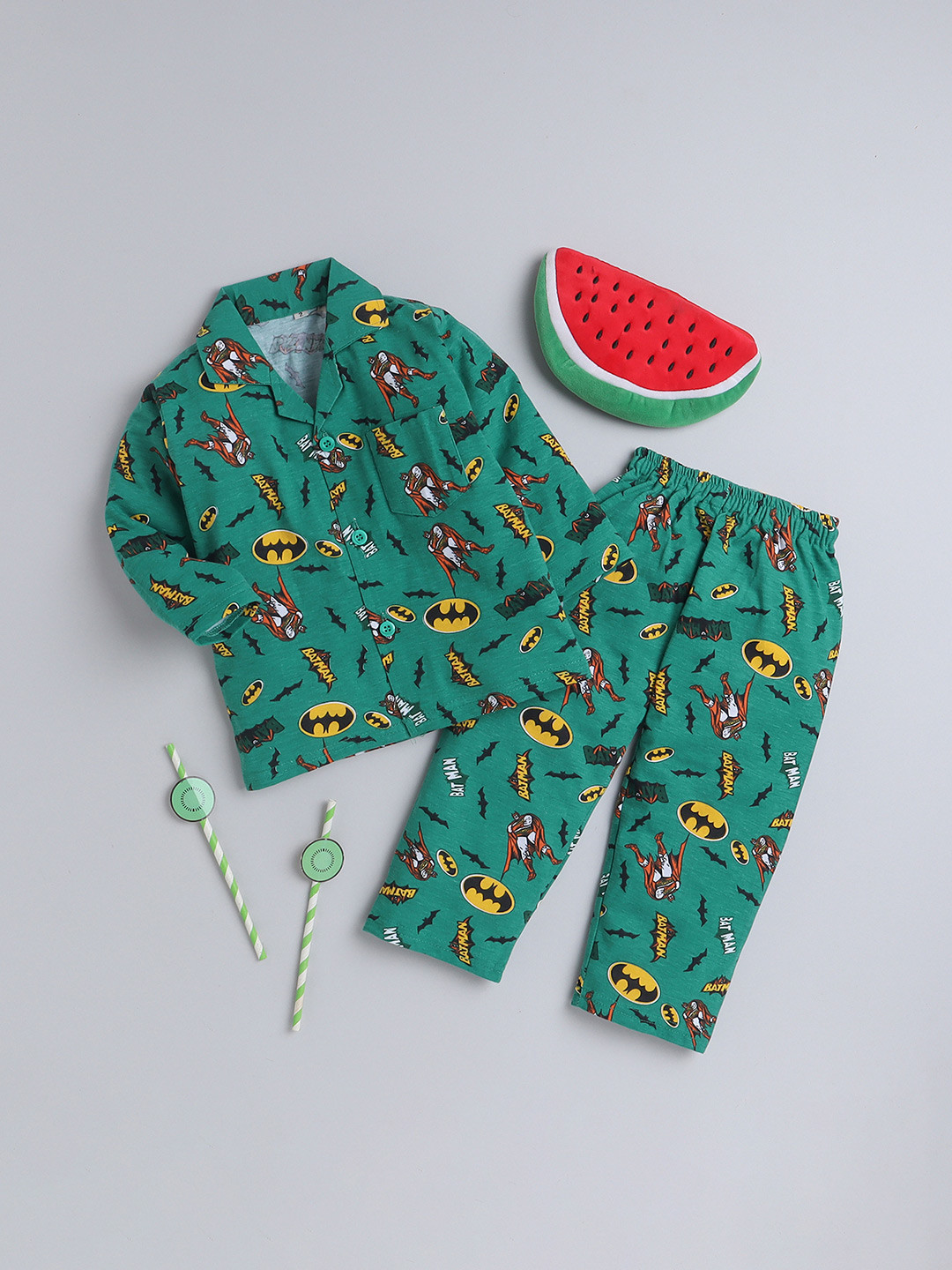 FOURFOLDS Kids Batman Printed Shirt with Lounge Pants