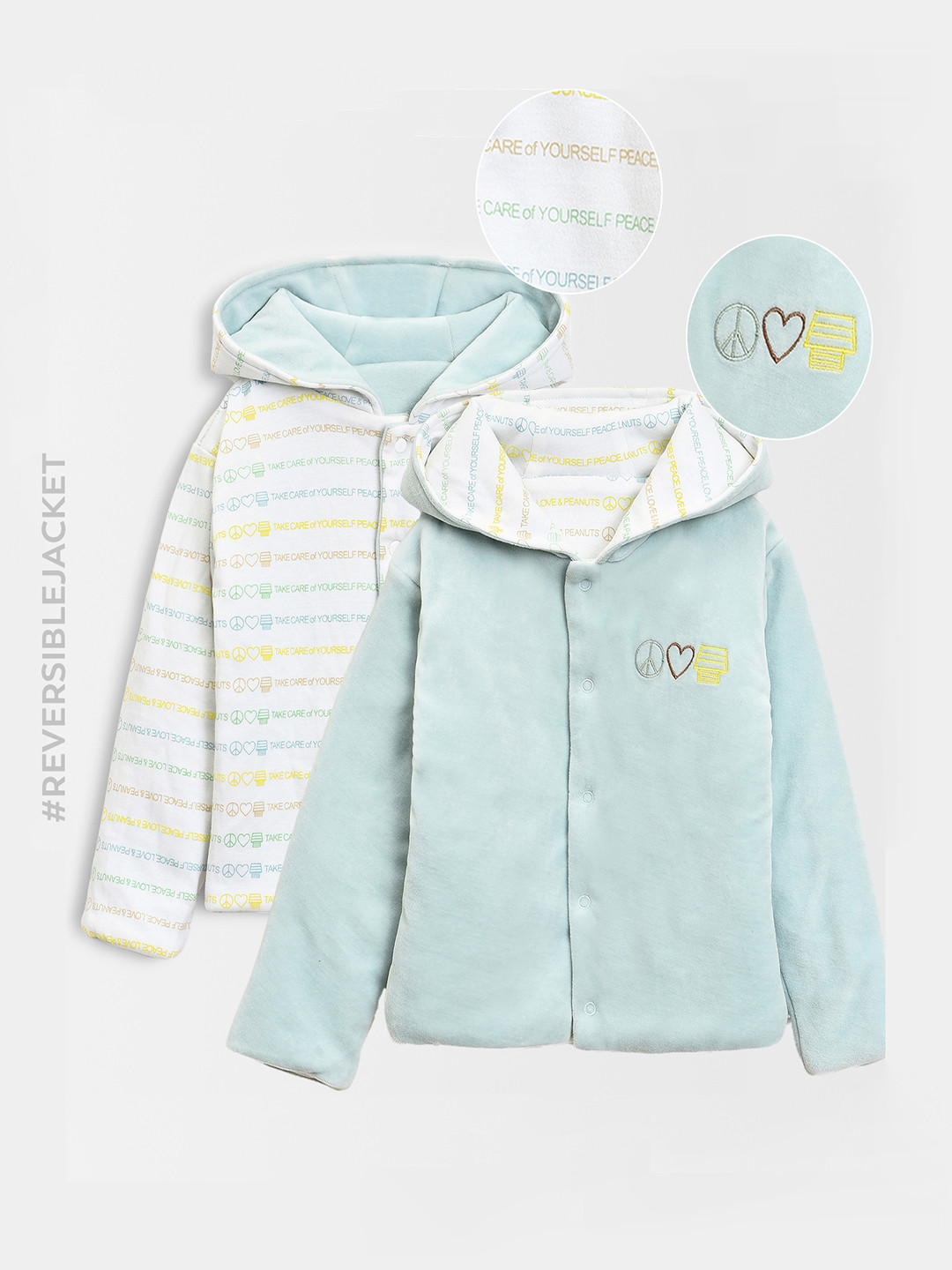 MiArcus Unisex Kids Peanuts Printed Hooded Reversible Cotton Tailored Jacket