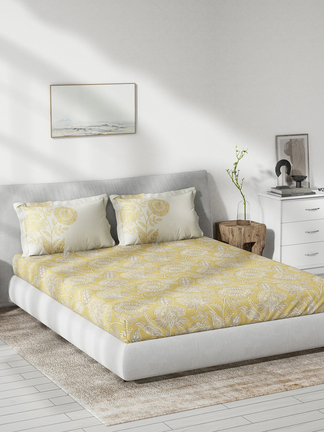 DDecor Live Beautiful Cotton 144 TC Queen Bedsheet with 2 Pillow Covers-90 x 108 inches