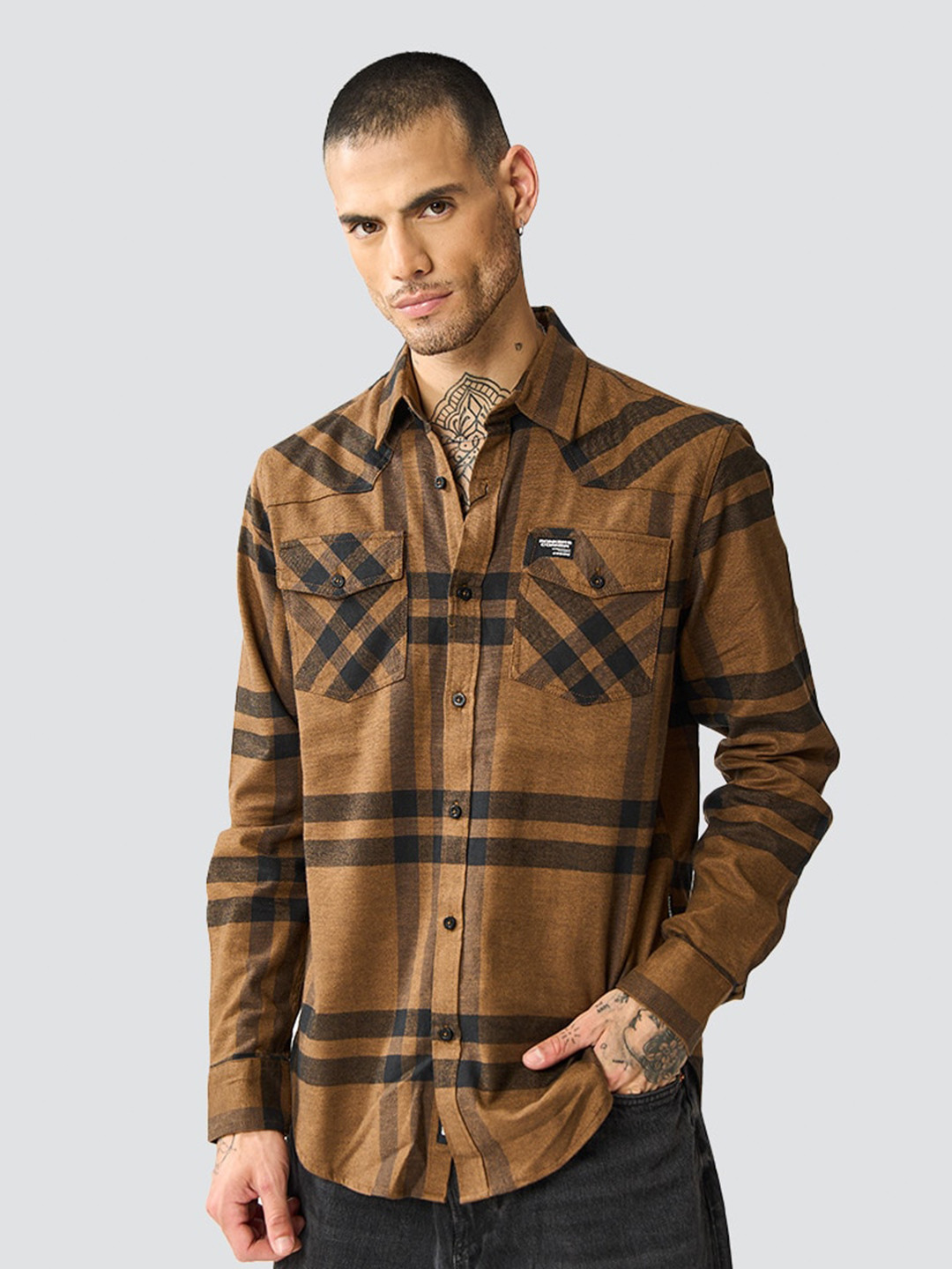 Bonkers Corner Checked Cotton Casual Shirt