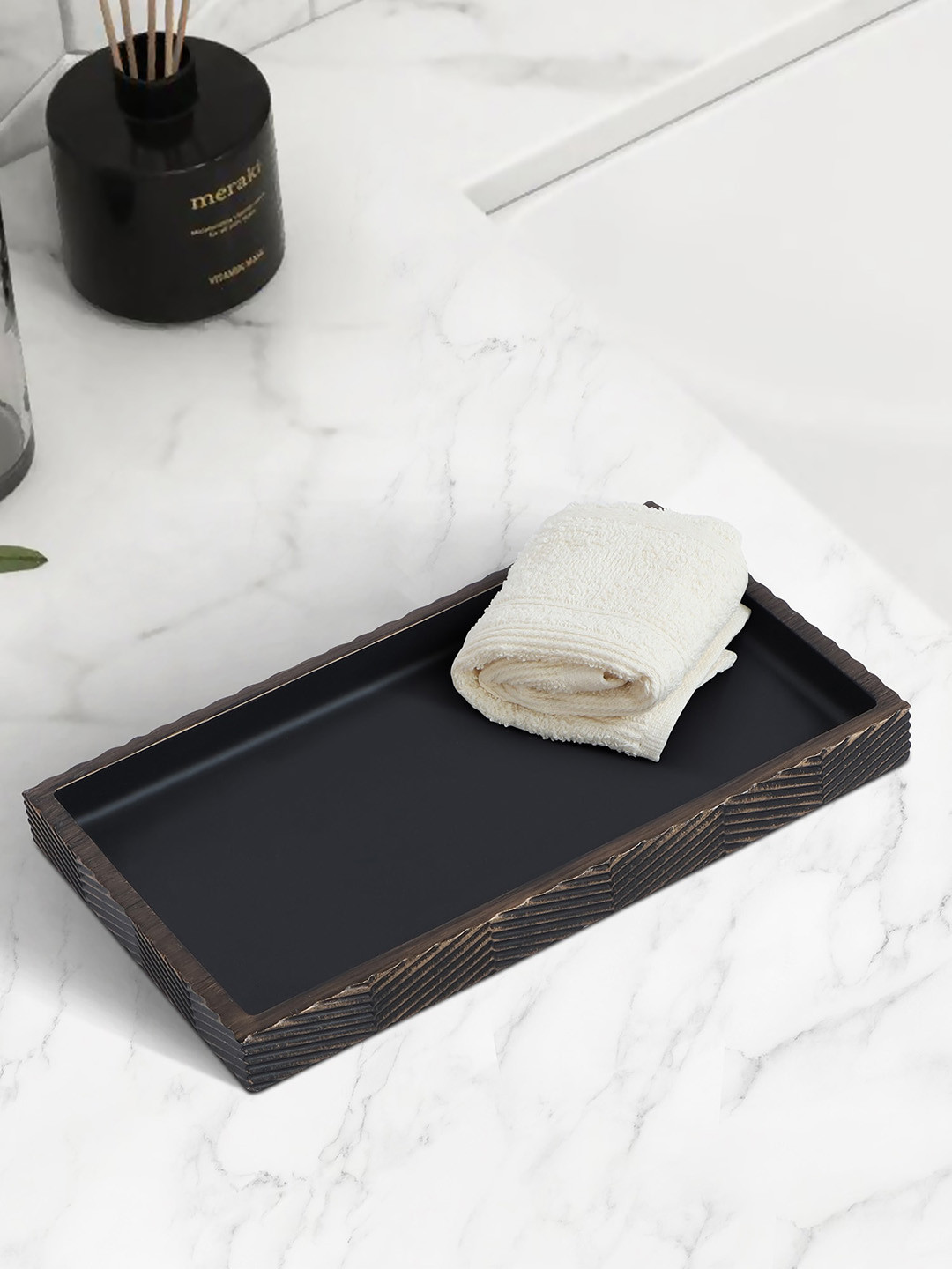 OBSESSIONS Brown Textured Rectangular Bath Tray