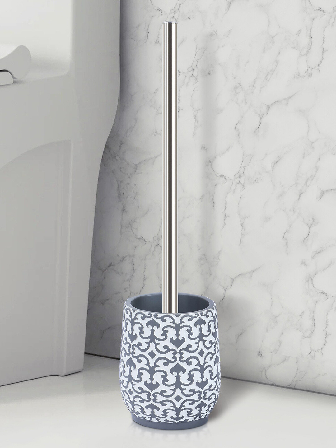 OBSESSIONS White & Grey Textured Toilet Brush With Holder