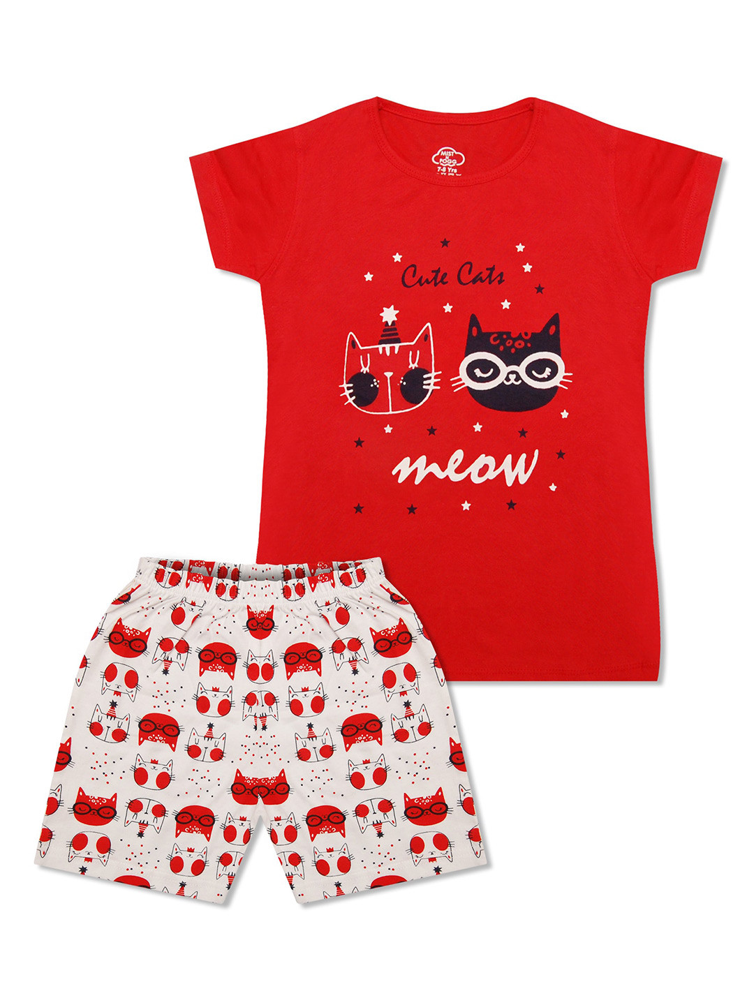 MIST N FOGG Girls Printed T-shirt With Shorts