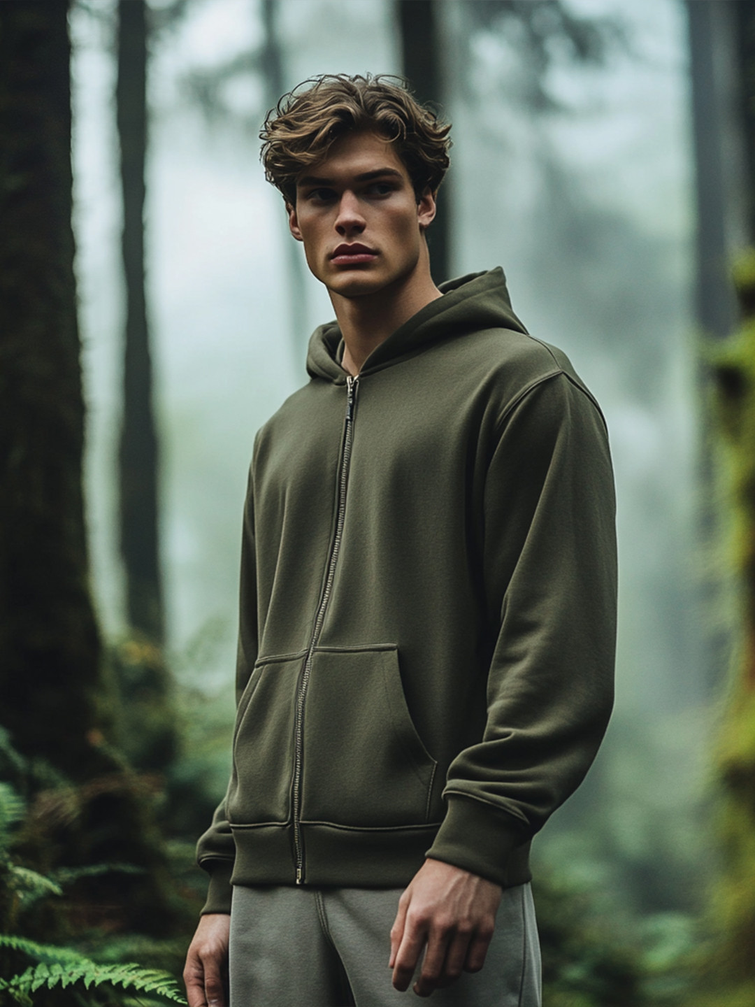 Nobero Men Zipper Hooded Sweatshirt