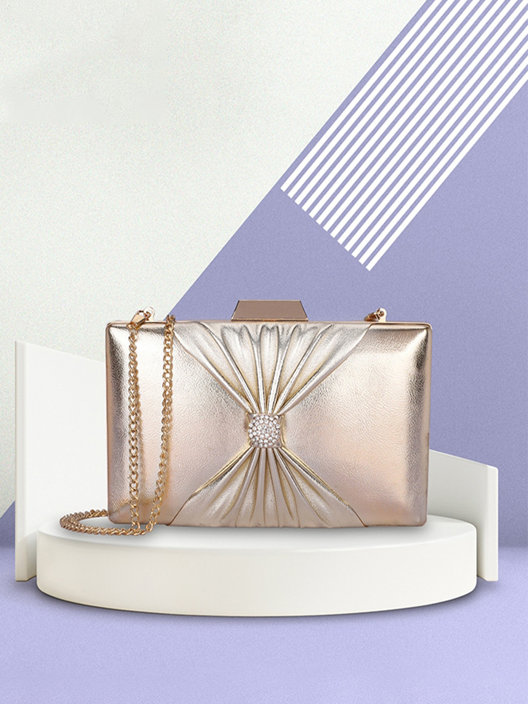 THE CLOWNFISH Ritzy Textured Bow Detail Box Clutch