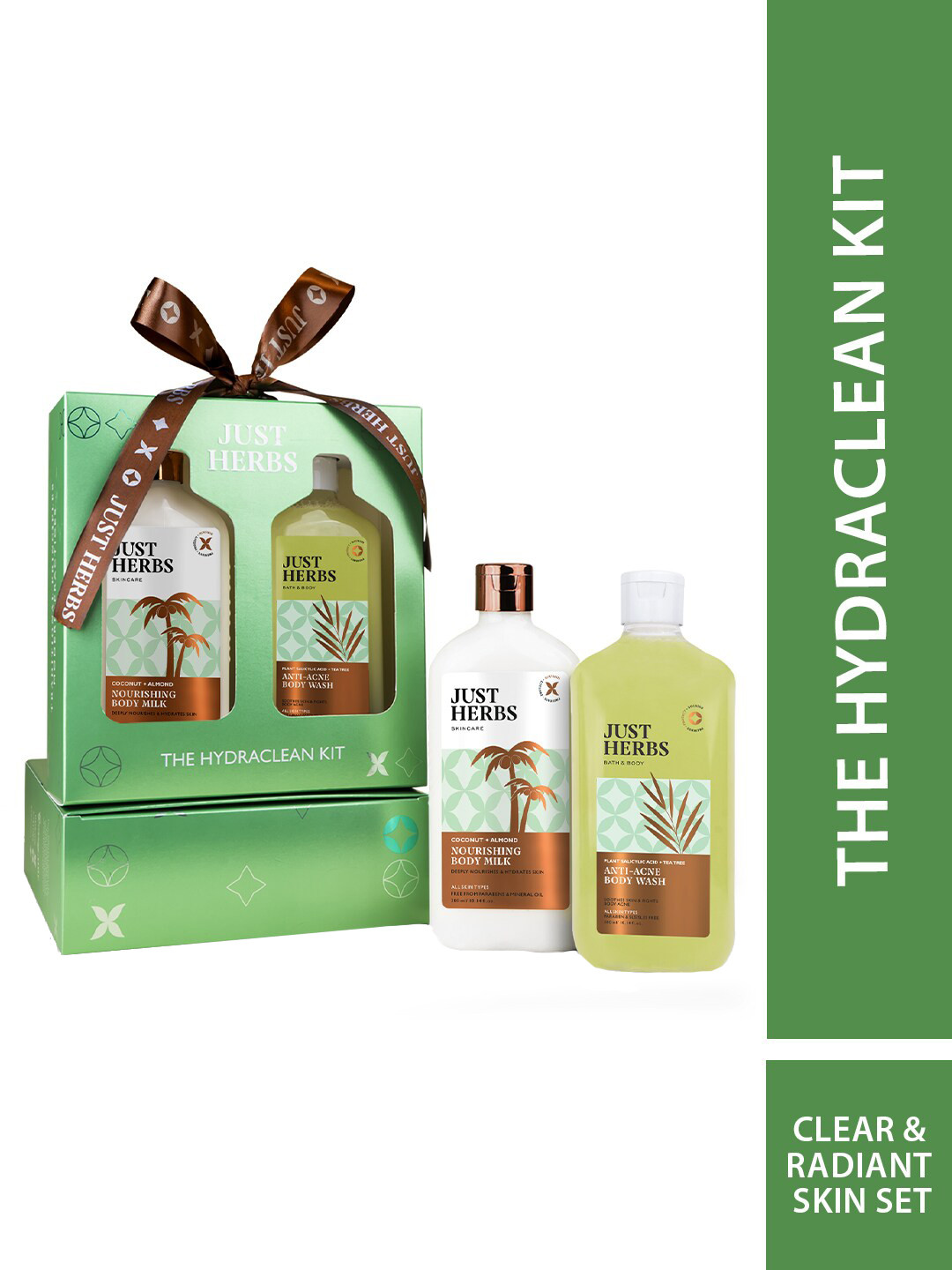 Just Herbs Nourishing Body Milk & Anti-Acne Body Wash - 300ml Each