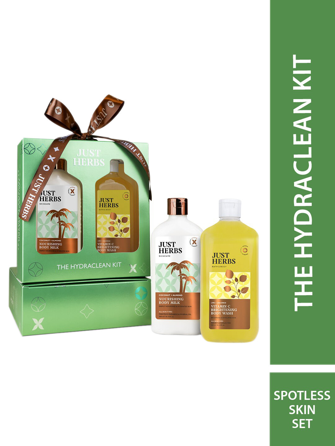 Just Herbs Nourishing Body Milk & Vitamin C Brightening Body Wash - 300ml Each