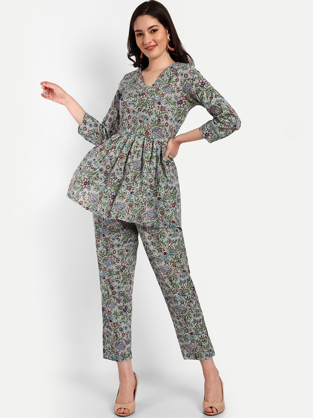 Krati Creations Printed Pure Cotton Tunic With Trouser
