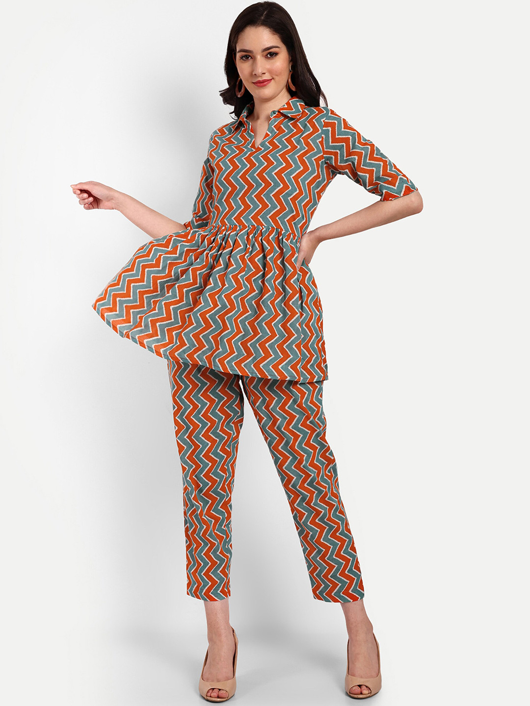 Krati Creations Printed Pure Cotton Tunic With Trouser
