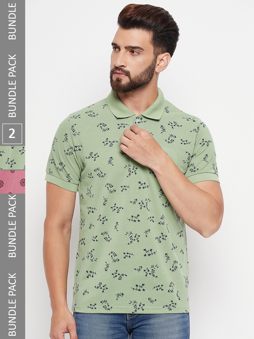 VERO AMORE Pack Of 2 Conversation Printed Polo Collar Cotton Casual T-shirt