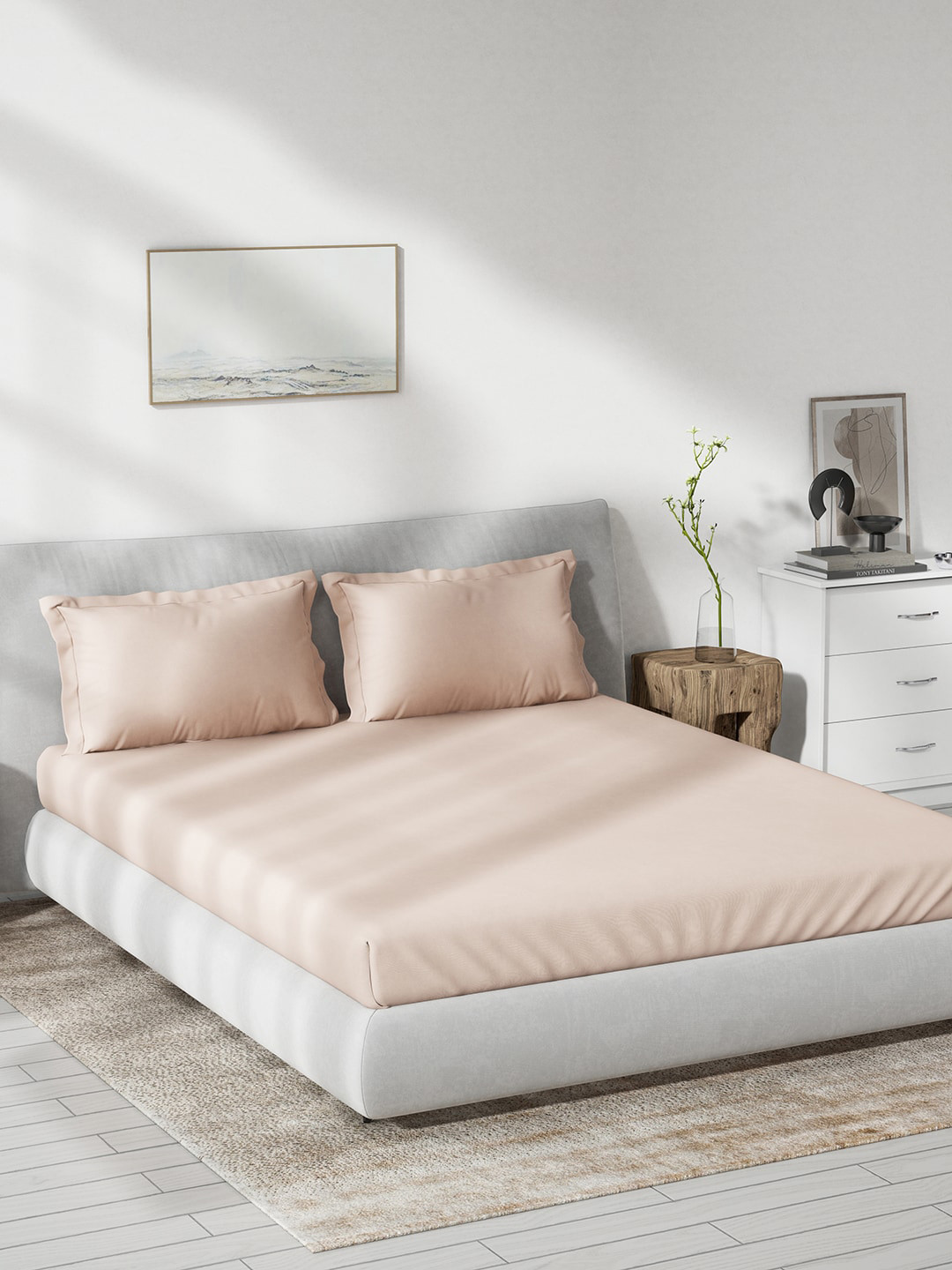 DDecor Live Beautiful Pink Solid Cotton 180 TC King Fine Bedsheet with 2 Pillow Covers-274 x 274 cm