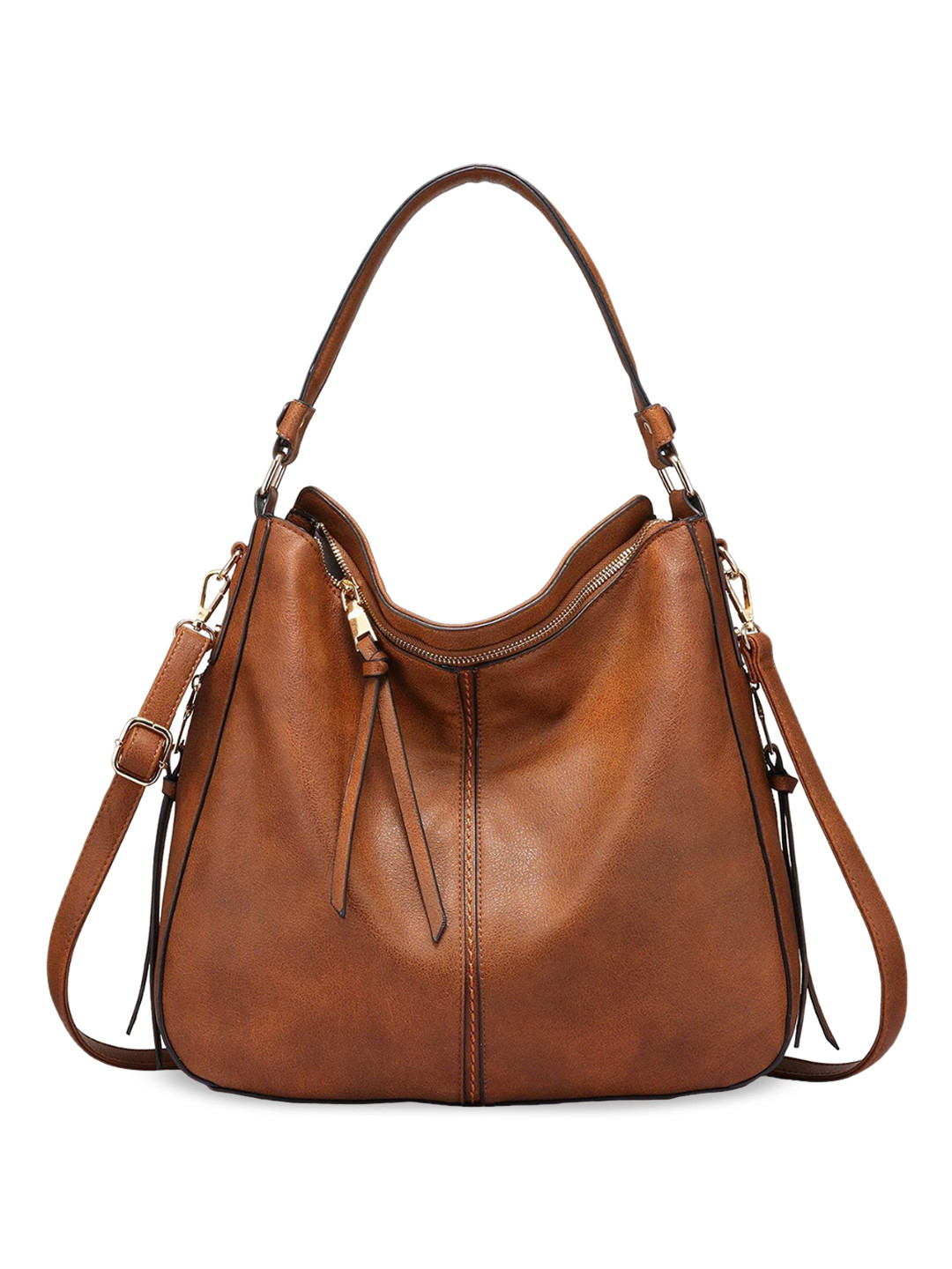 Mast & Harbour Tan PU Bucket Hobo Bag