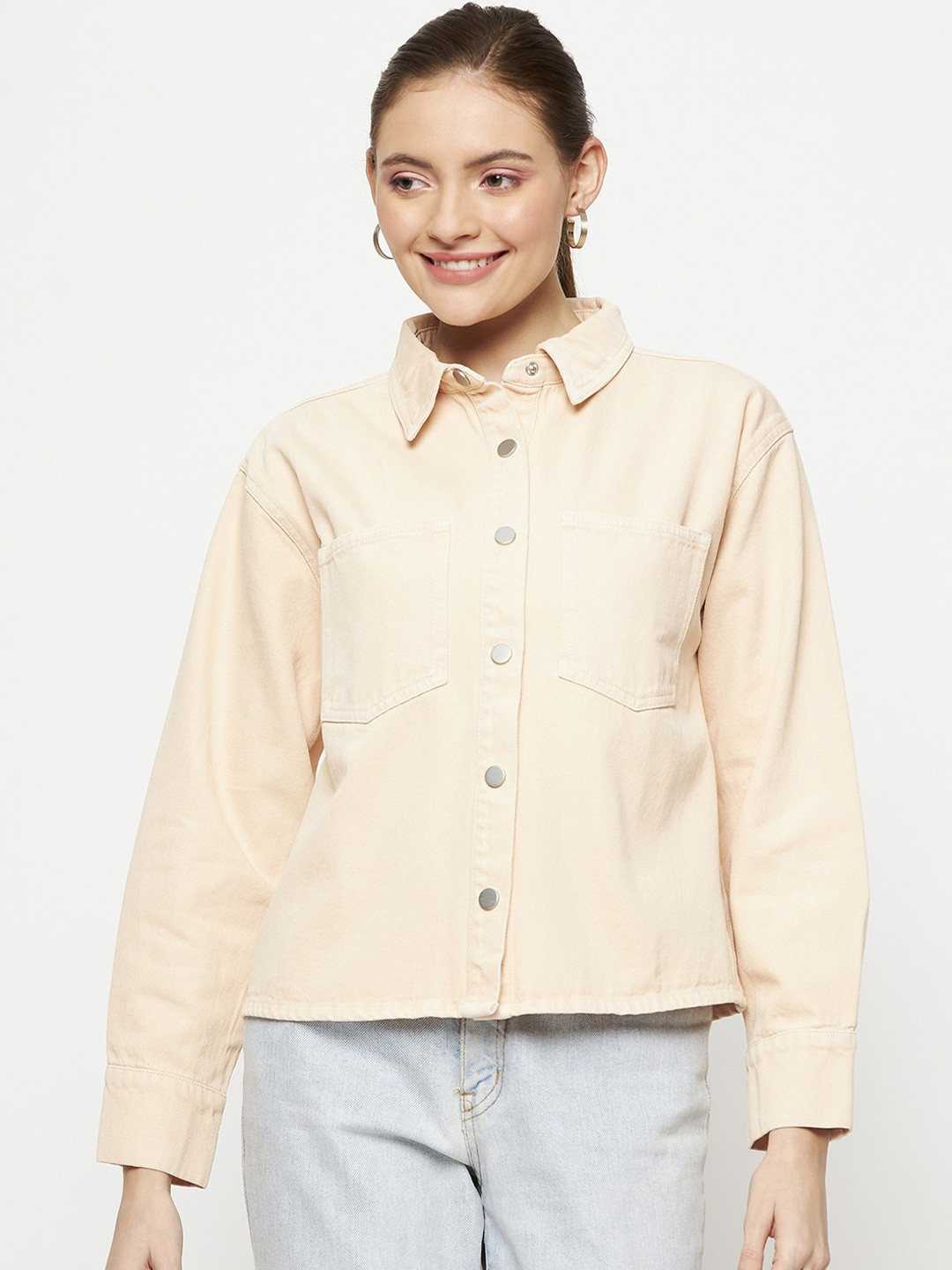 CAMLA Spread Collar Pure Cotton Denim Jacket