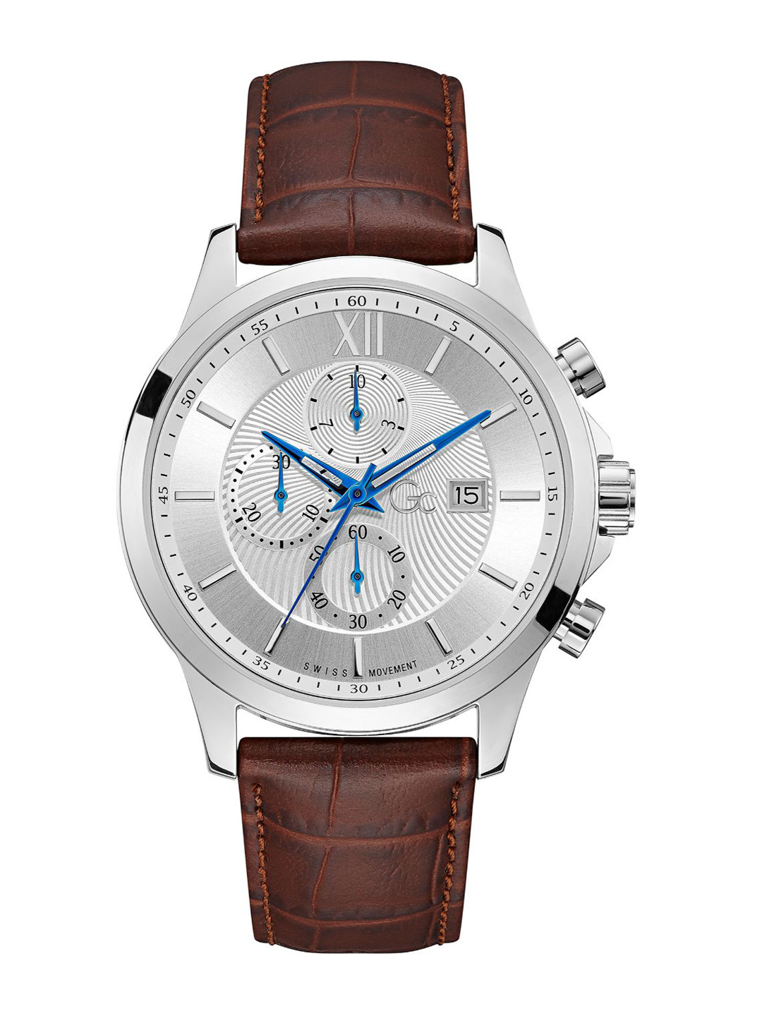 GC GUESS COLLECTION Executive Silver Round Dial Men Quartz Analog Watch - Y27002G1MF