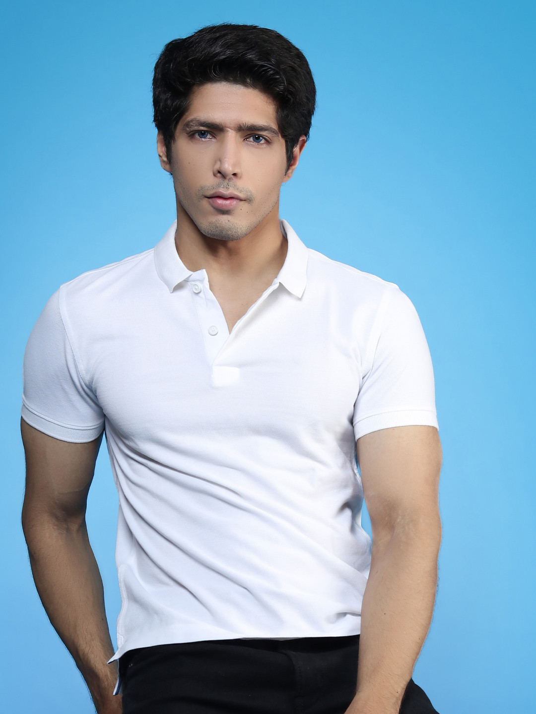 INDIAN THREADS Polo Collar Short Sleeves Cotton T-Shirt