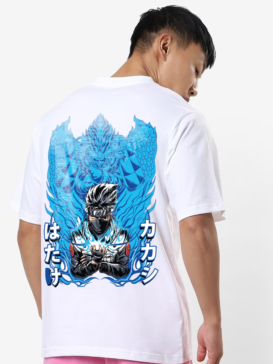 Crazymonk Unisex Kakashi with Susanoo Anime Oversized Cotton T-shirt