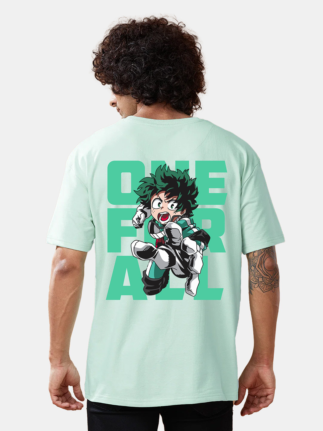 Crazymonk Men Deku One for All Anime Oversized Cotton T-shirt
