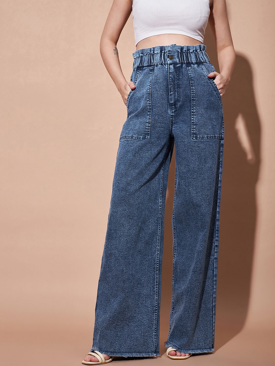 SASSAFRAS BASICS Women High Rise Heavy Fade Stretchable Jeans - Jeans for Women 24943478 | Myntra