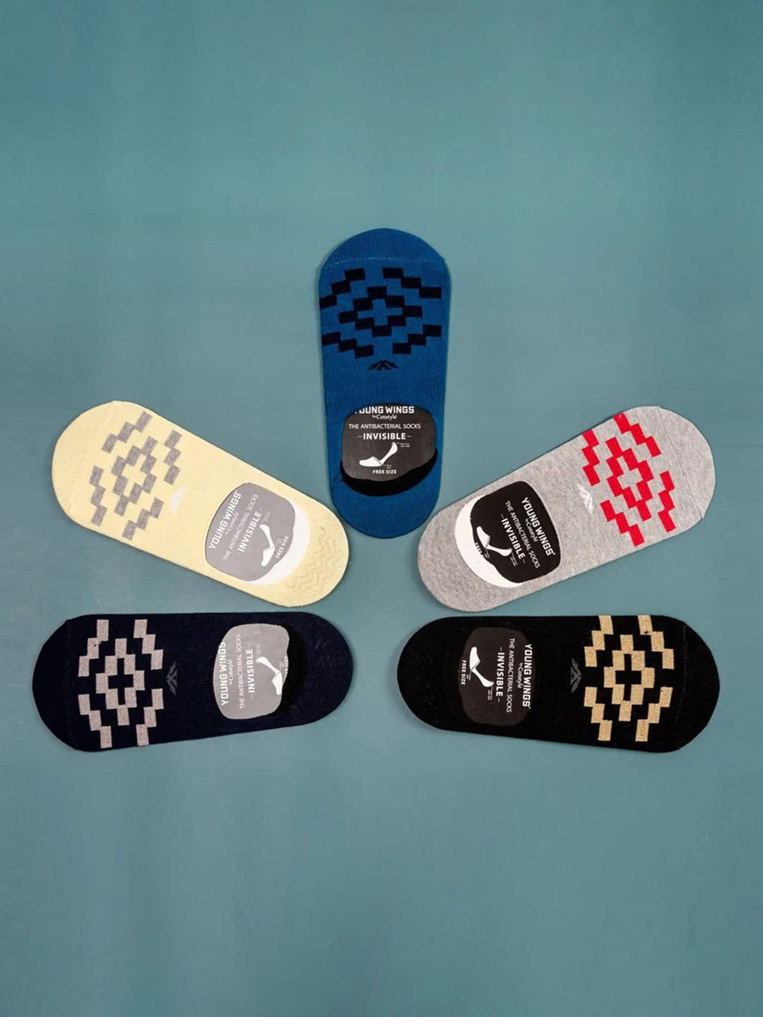 Cotstyle Men Pack Of 5 Patterned No-Show Socks