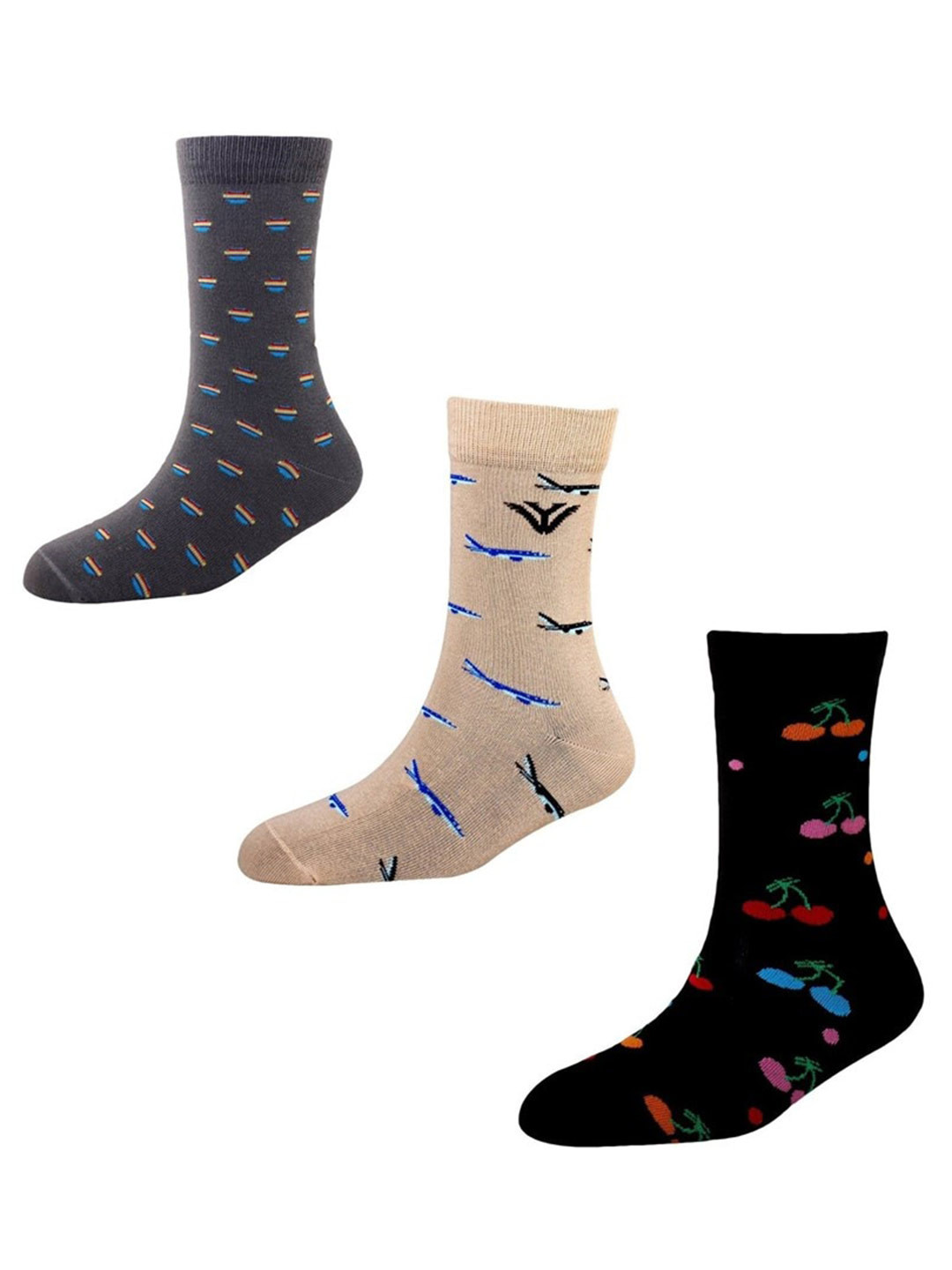 Cotstyle Men Pack Of 3 Assorted Patterned Crew Socks