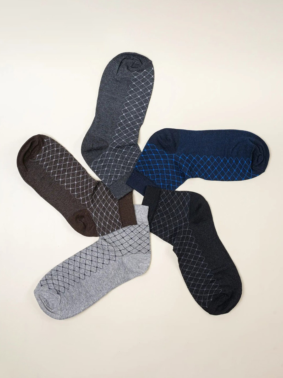 Cotstyle Men Pack Of 5 Assorted Patterned Ankle-Length Socks
