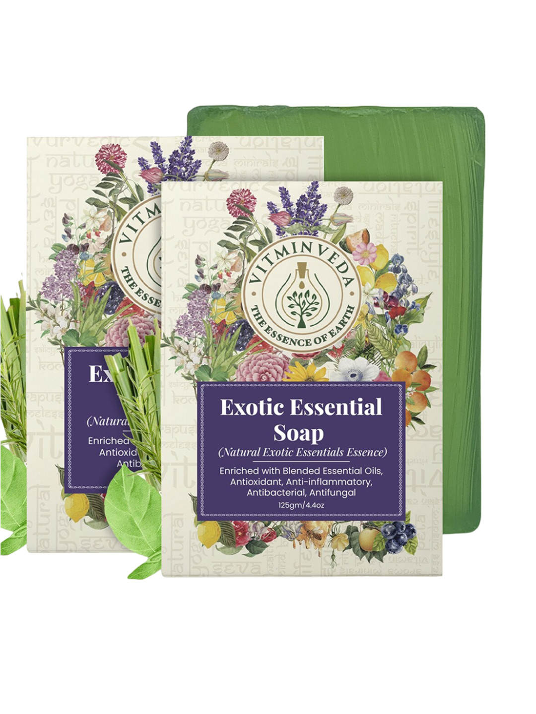 VITMINVEDA Set Of 2 Natural Exotic Essential Soap - 125g Each