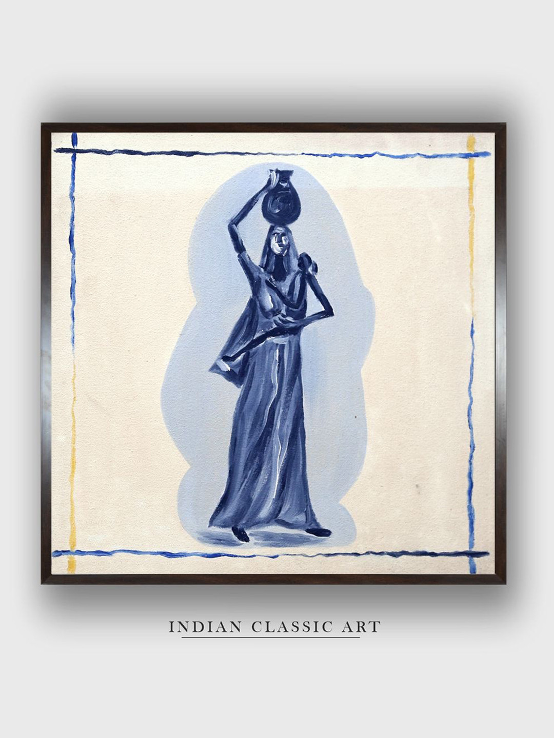 INDIAN CLASSIC ART White & Blue Indian Folk Wall Art