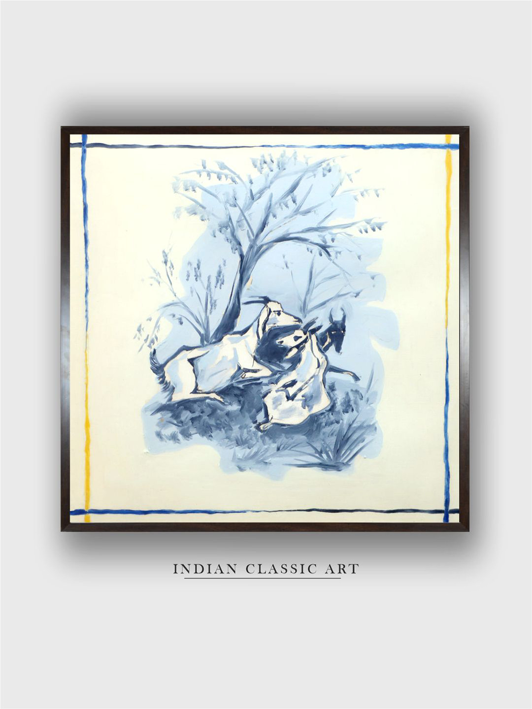 INDIAN CLASSIC ART White & Grey Indian Folk Wall Art