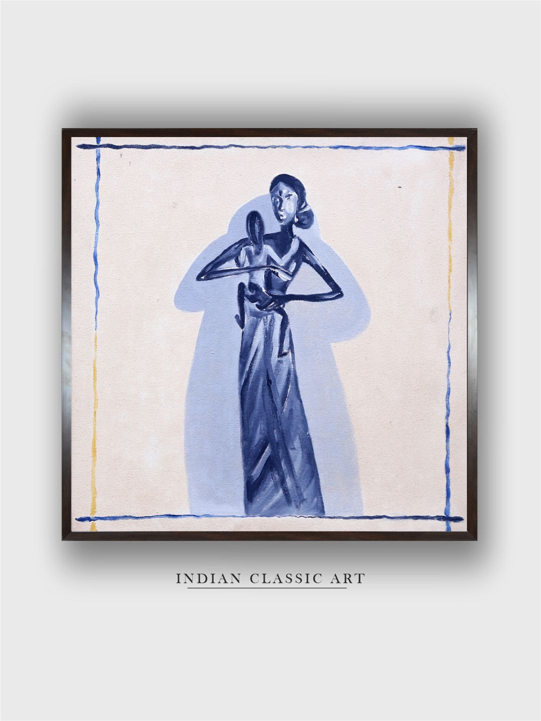 INDIAN CLASSIC ART Folk Canvas Wall Square Paintings Wall Art - 30 x 30 In