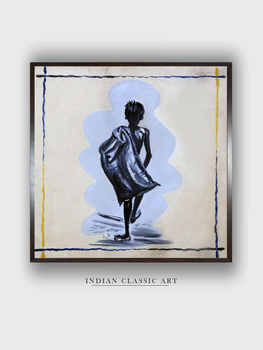 INDIAN CLASSIC ART White & Blue Indian Folk Wall Art