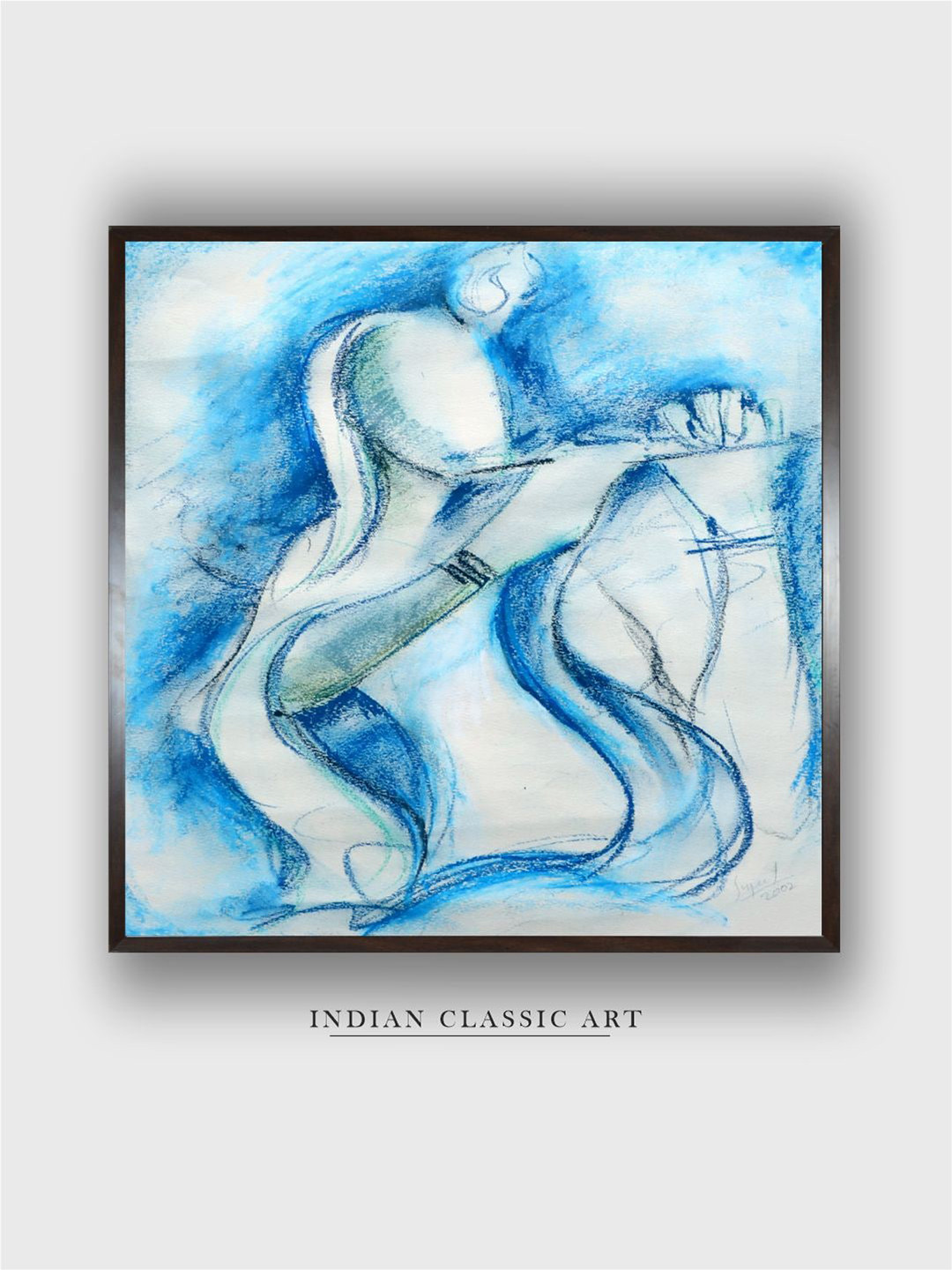 INDIAN CLASSIC ART White & Blue Indian Folk Wall Art
