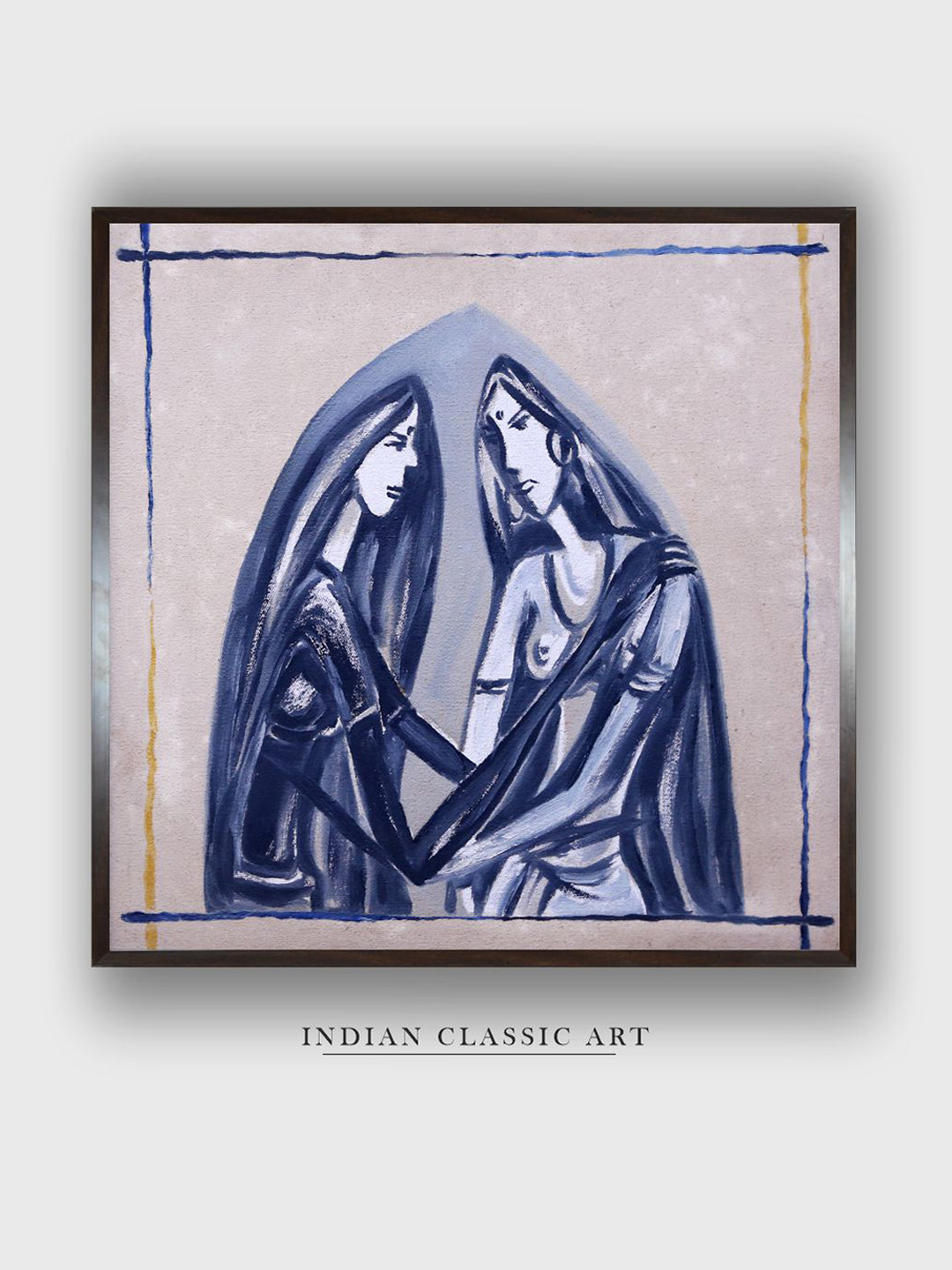 INDIAN CLASSIC ART Folk Canvas Wall Square Paintings Wall Art - 30 x 30 In