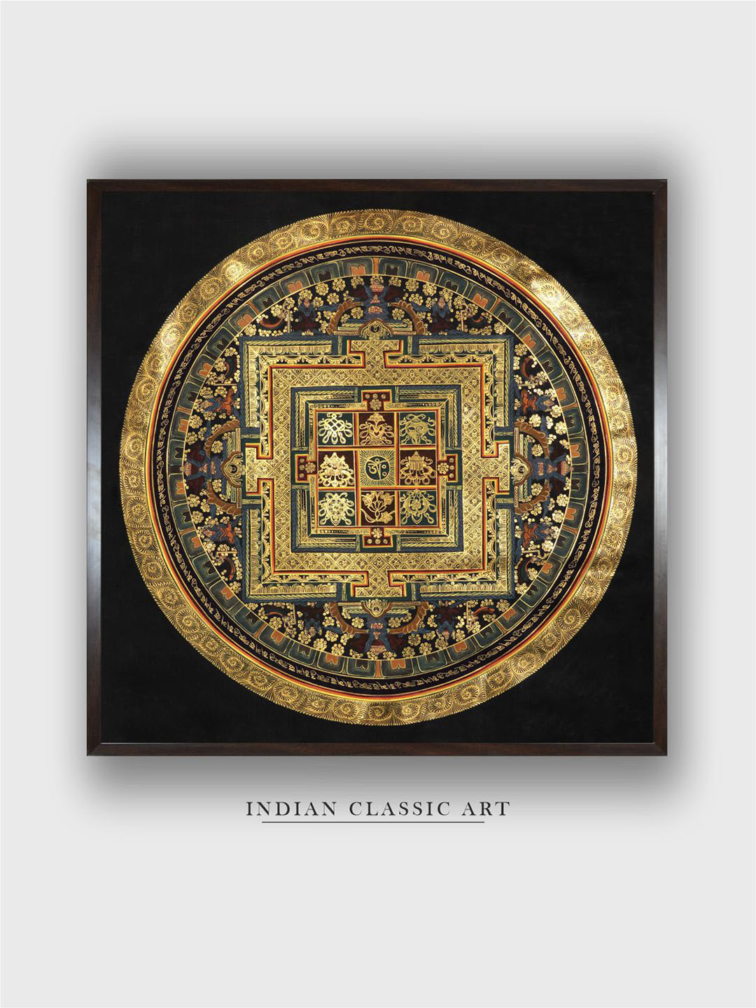 INDIAN CLASSIC ART Black Canvas Wall Living Room Square Paintings Wall Art -30 x 30In
