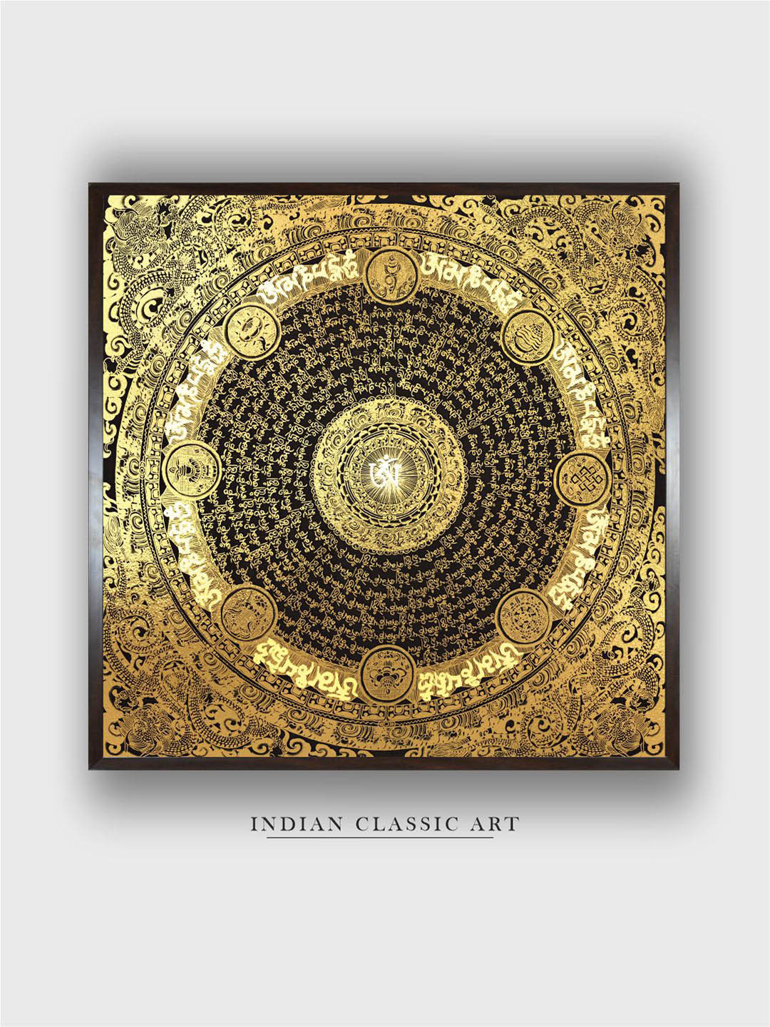 INDIAN CLASSIC ART Black & Yellow Madala Art Painting Wall Art