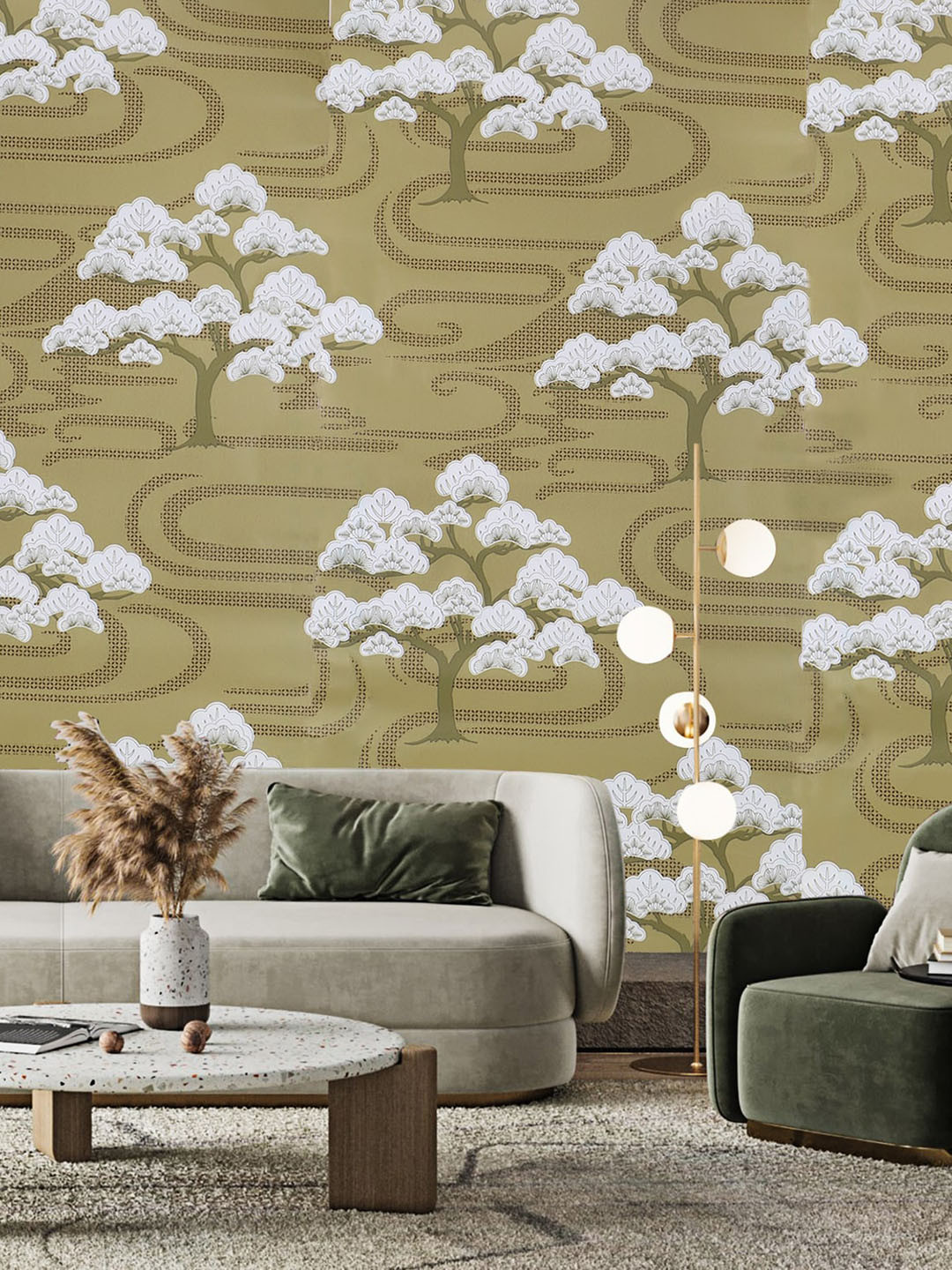 Dakshya Industries Green & White Botanical Printed Waterproof Self-Adhesive Wallpaper