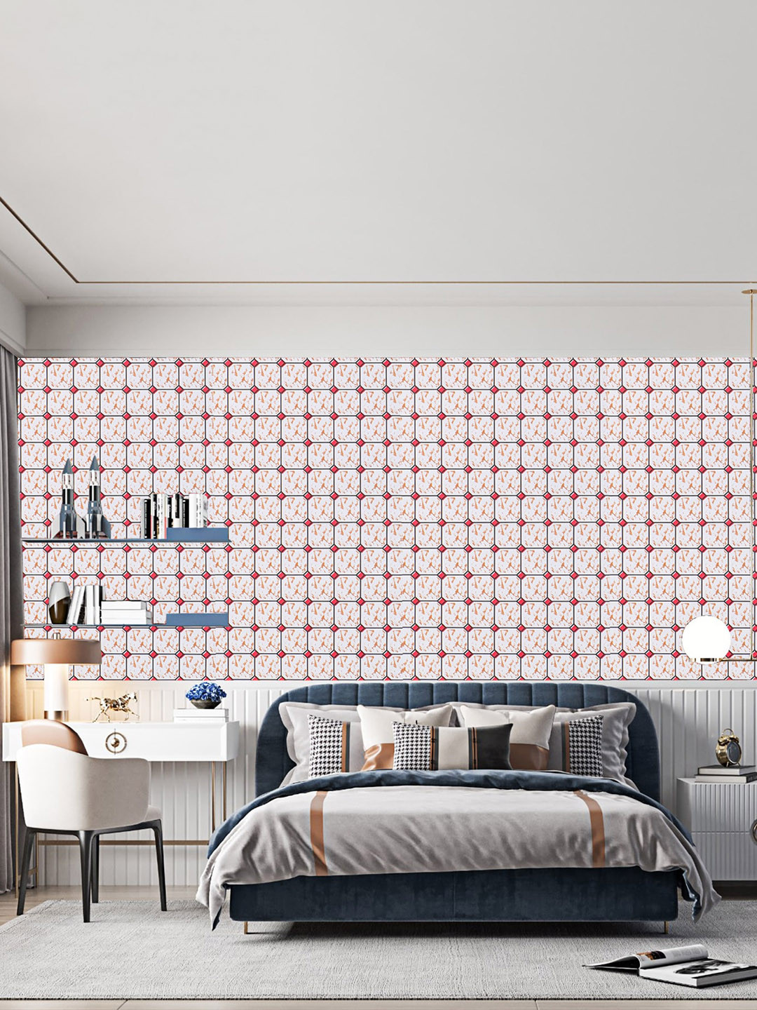 Dakshya Industries White & Red Dot Pattern Self Adhesive Wall Stickers