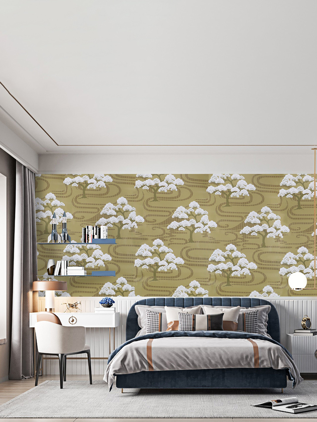 Dakshya Industries Chinese Tree Printed Peel & Stick Adhesive Wall Sticker