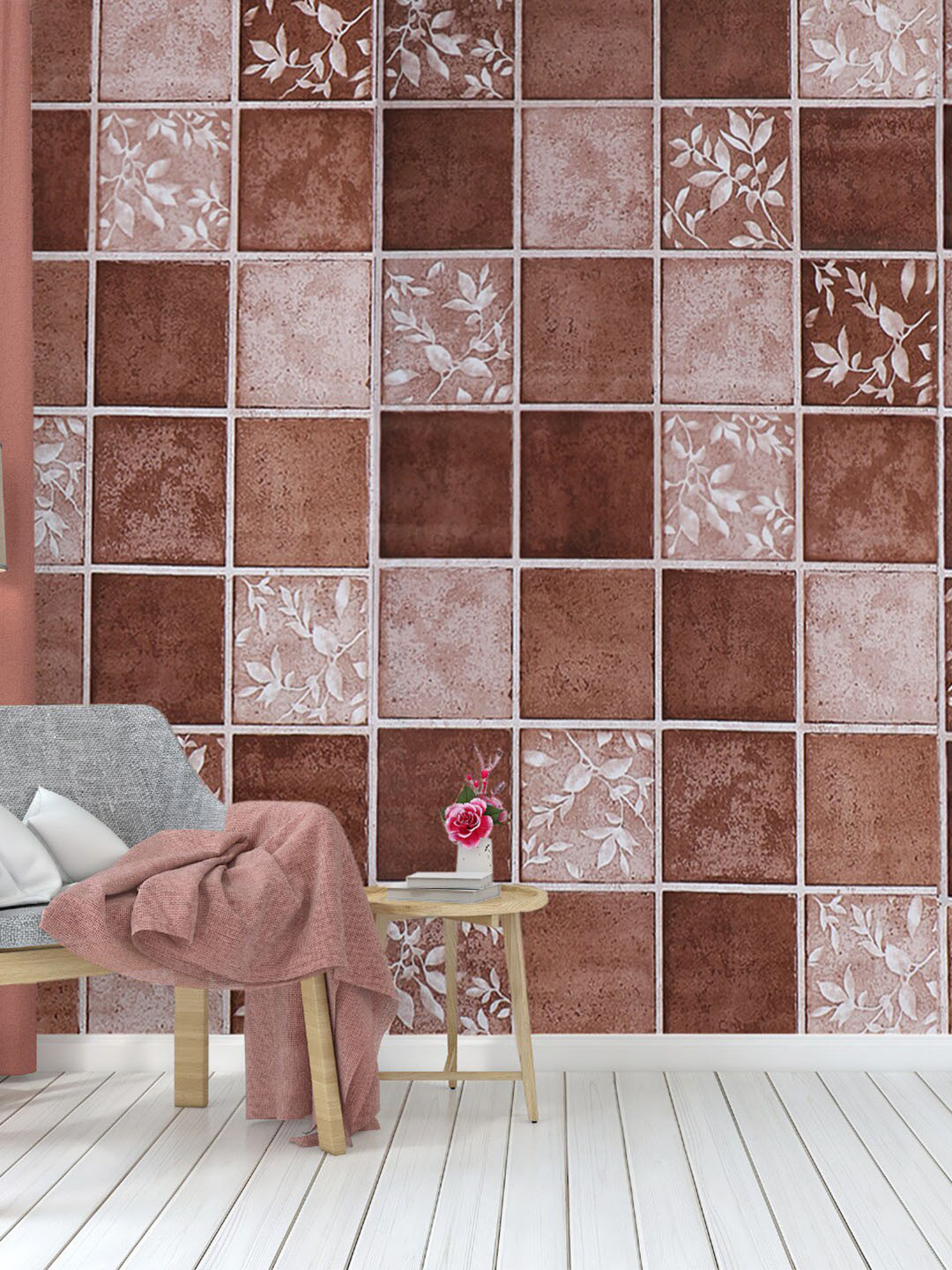 Dakshya Industries Floral Design Self Design Plastic Wallpaper