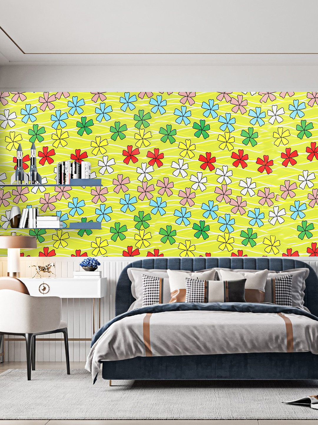 Dakshya Industries Floral Printed Adhesive Wall Sticker