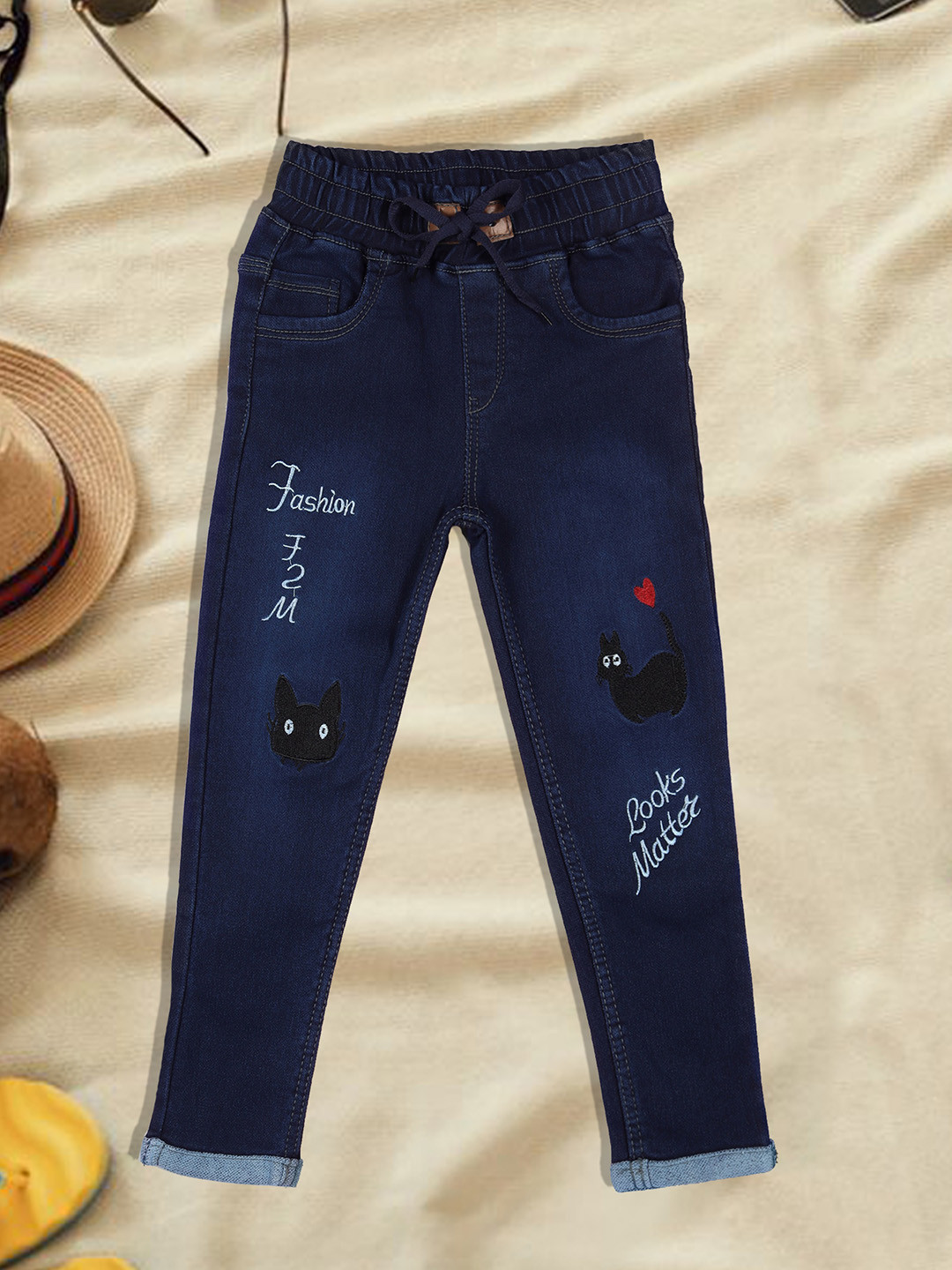 A-Okay Boys High-Rise Acid Wash Light Fade Embroidered Stretchable Jeans