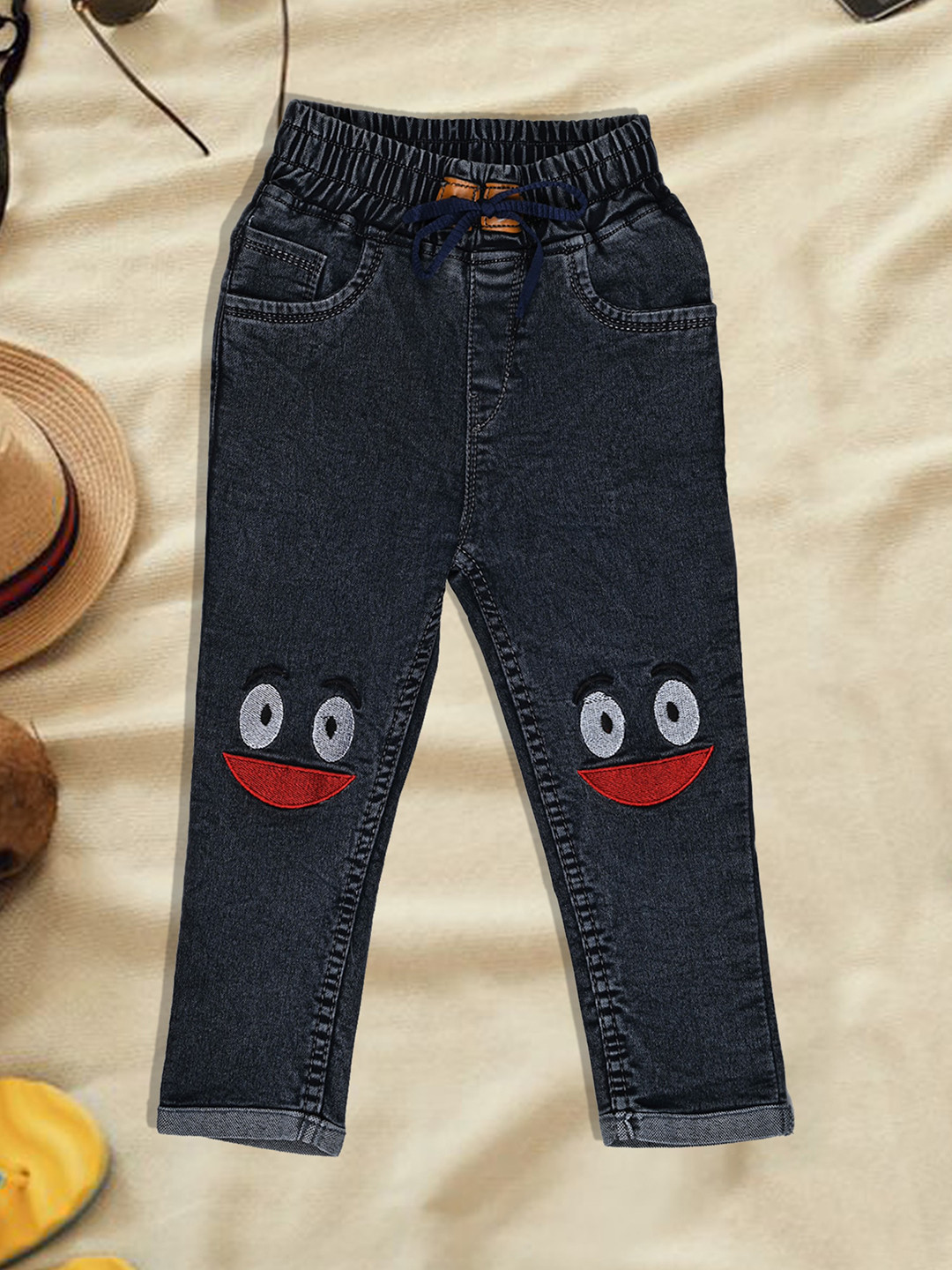 A-Okay Boys High-Rise Acid Wash Embroidered Stretchable Clean Look Jeans